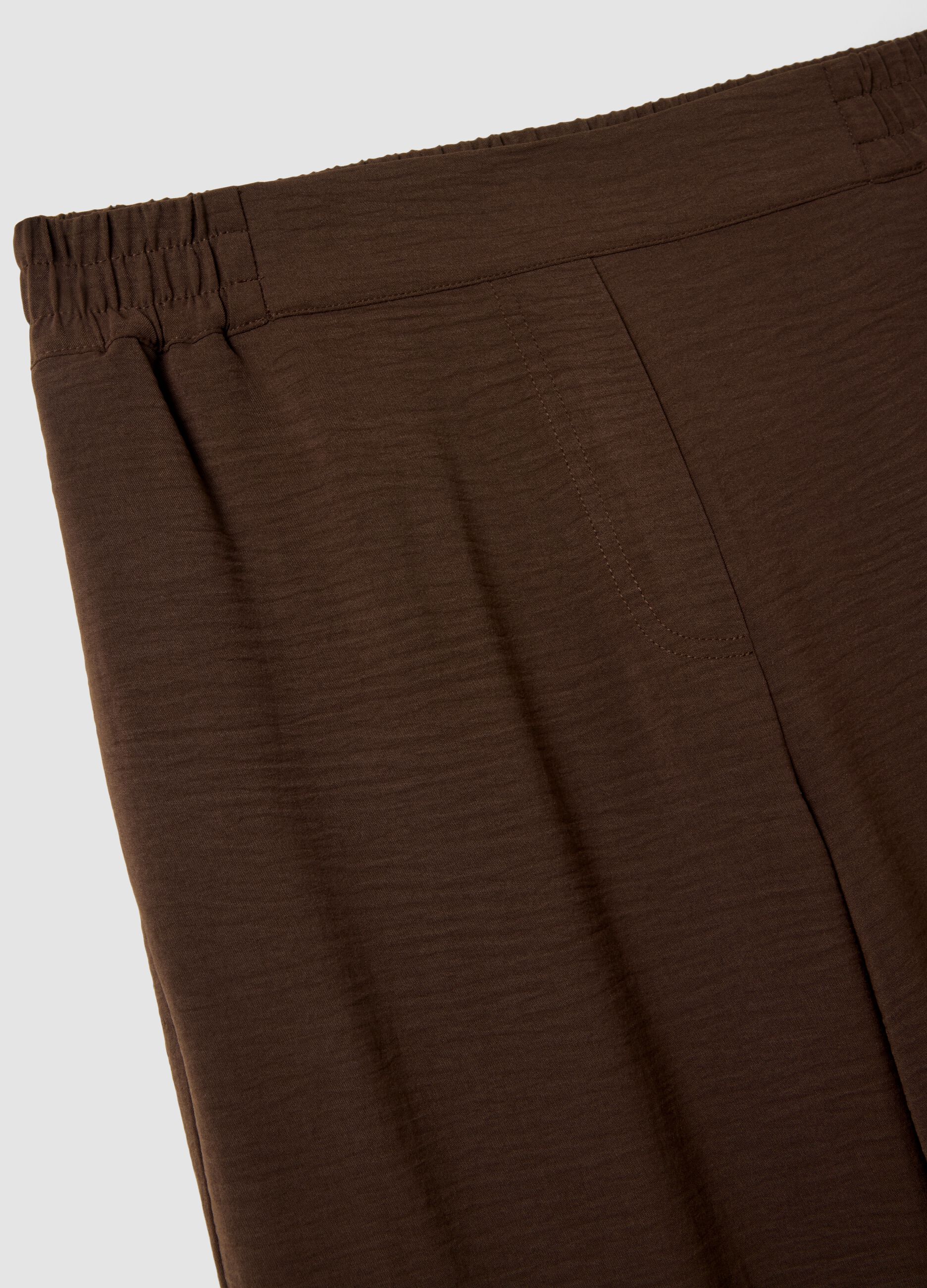 Brown wide-leg trousers with elasticated waist