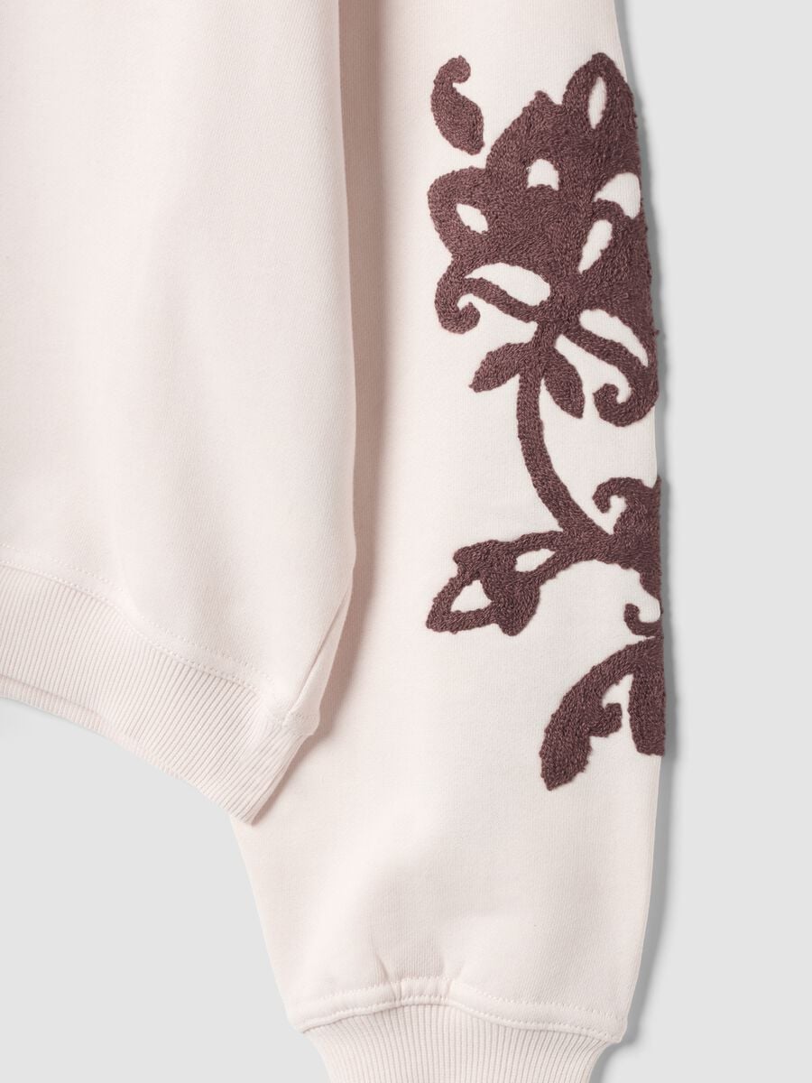 White cotton-blend sweatshirt with embroidery, regular fit_5