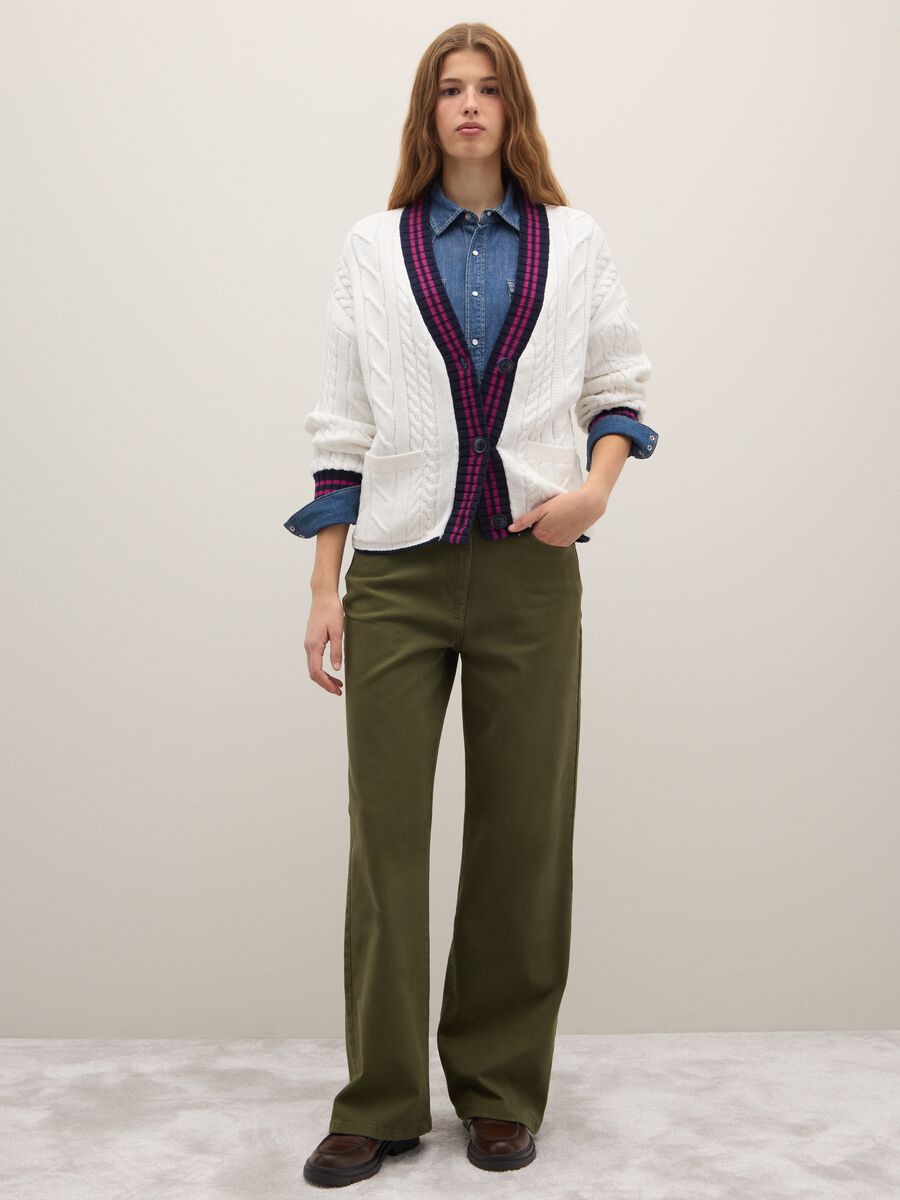 Straight Green Trousers in Stretch Cotton_0