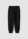 Jogger neri in misto cotone con fondo a polsino e coulisse_5