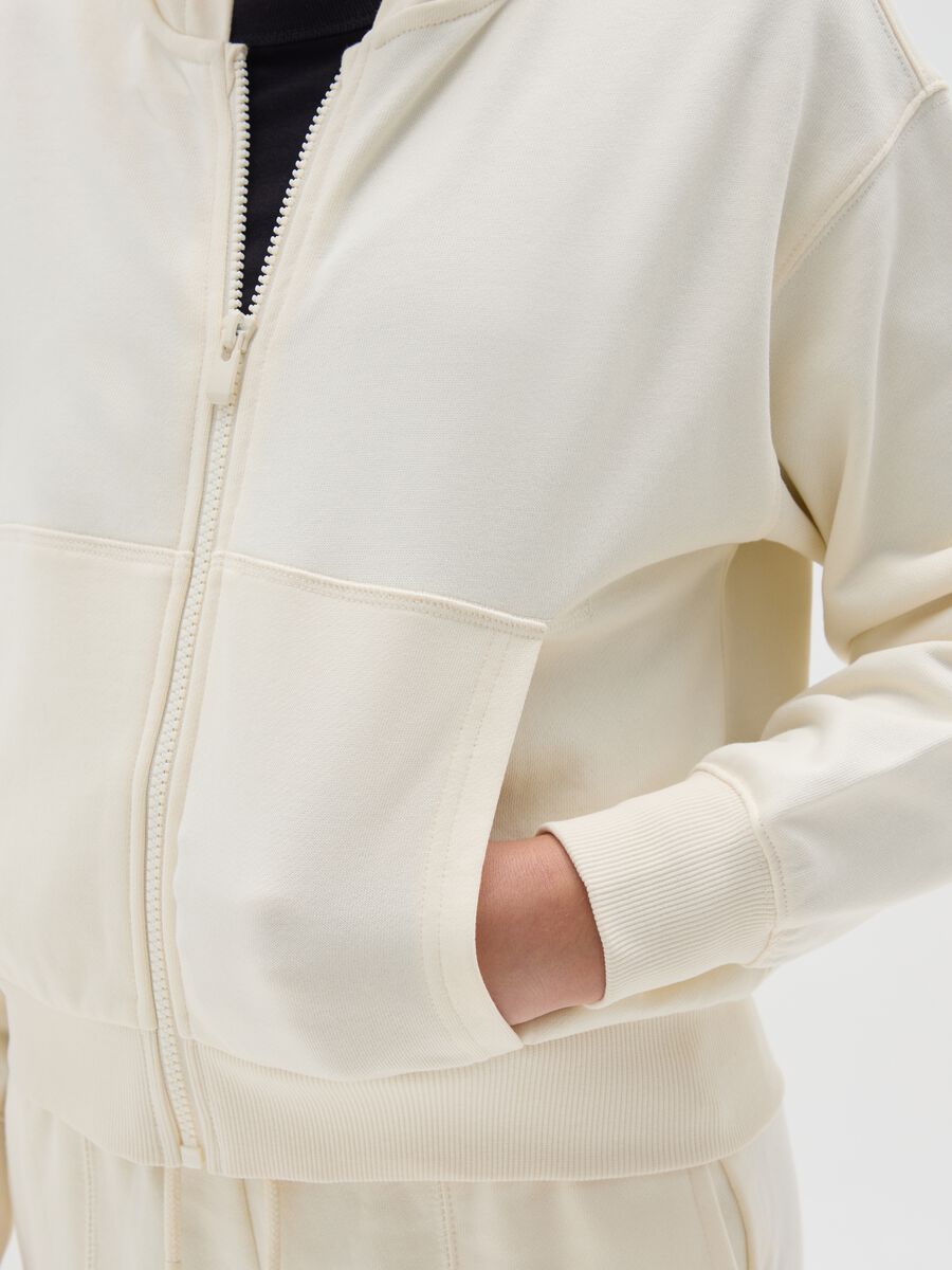 Felpa da ragazza in puro cotone beige regular fit_2