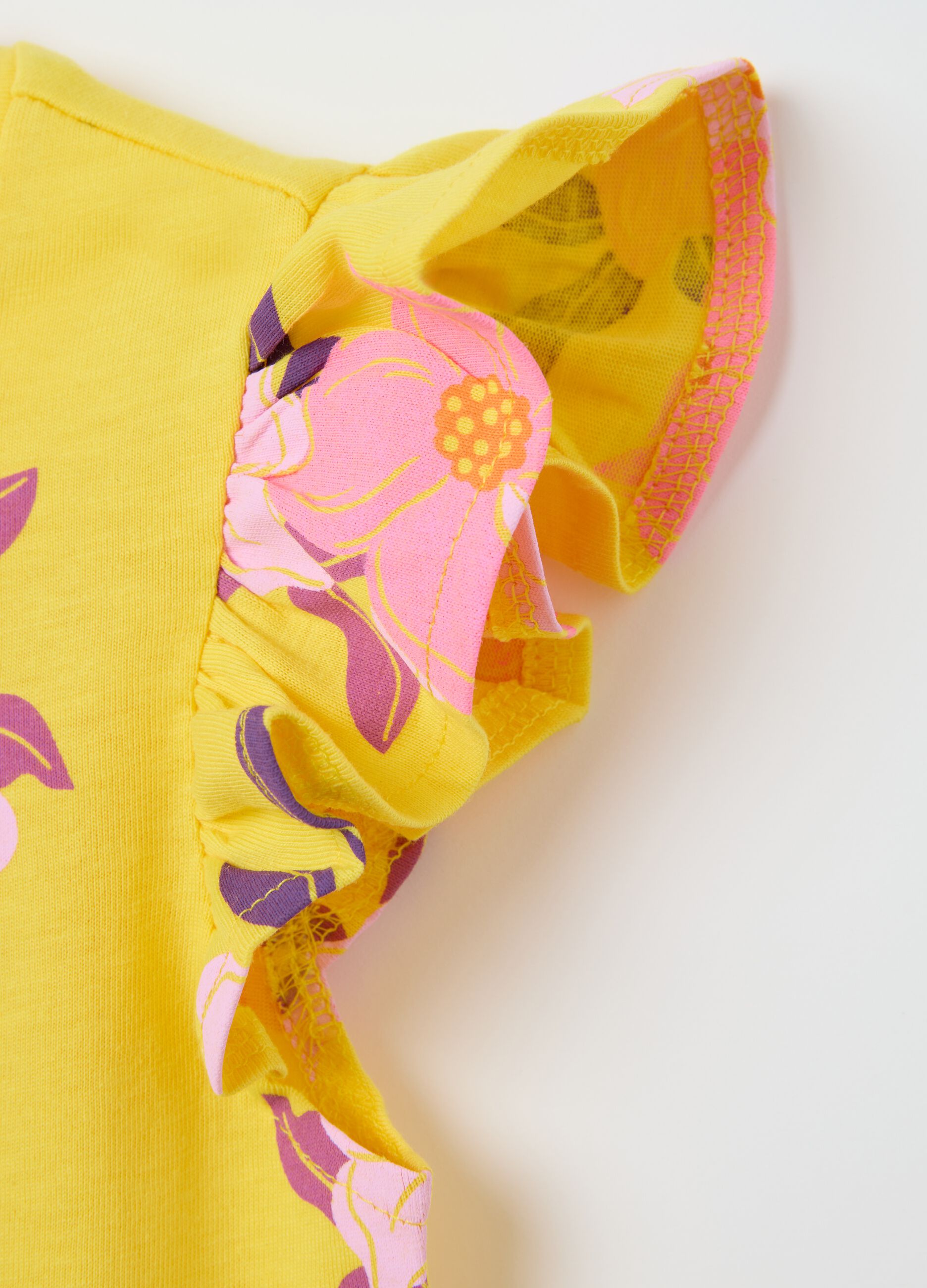 Vestito da bambina in puro cotone giallo regular fit