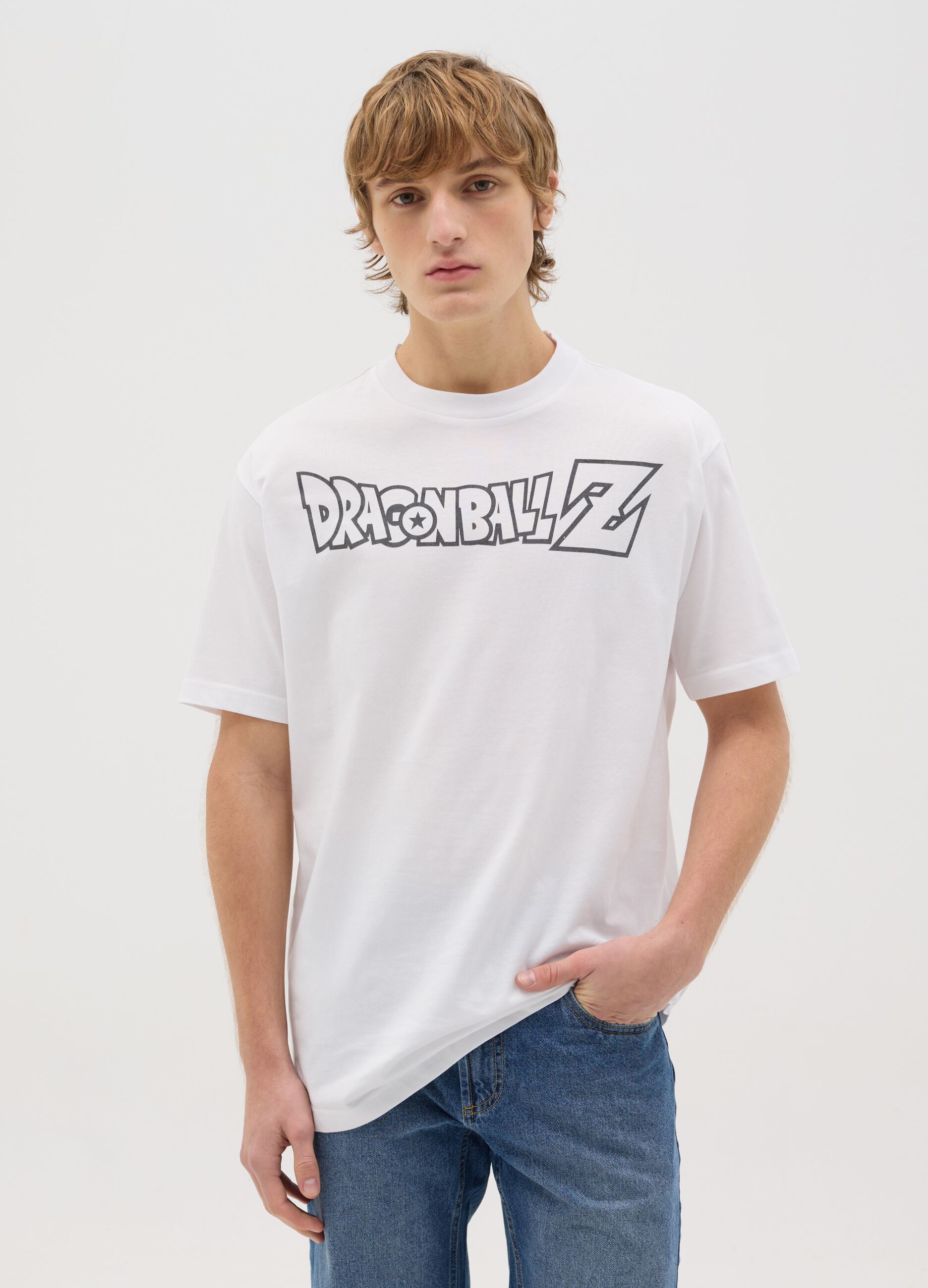 White T-shirt with Goku Super Sayan print