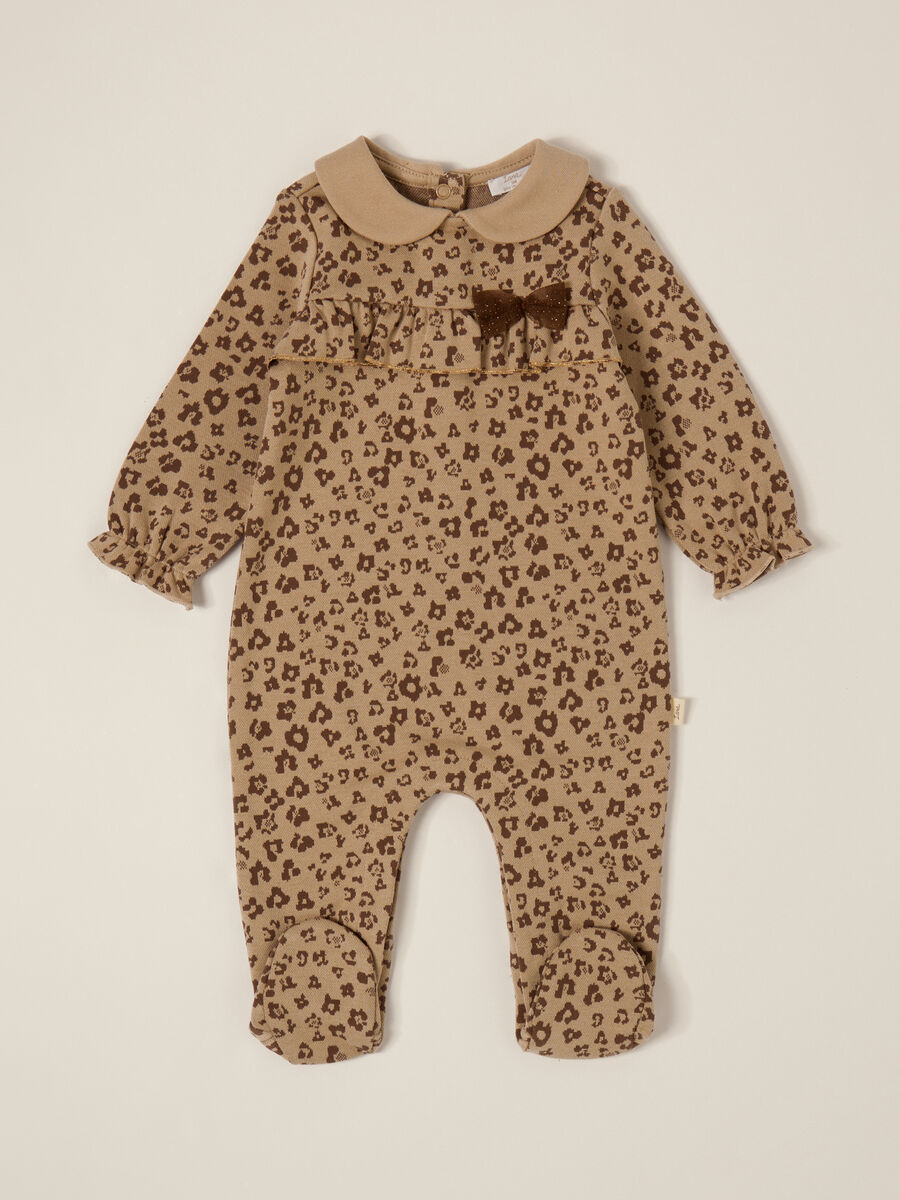 Beige Leopard Print Baby Girl Playsuit_0
