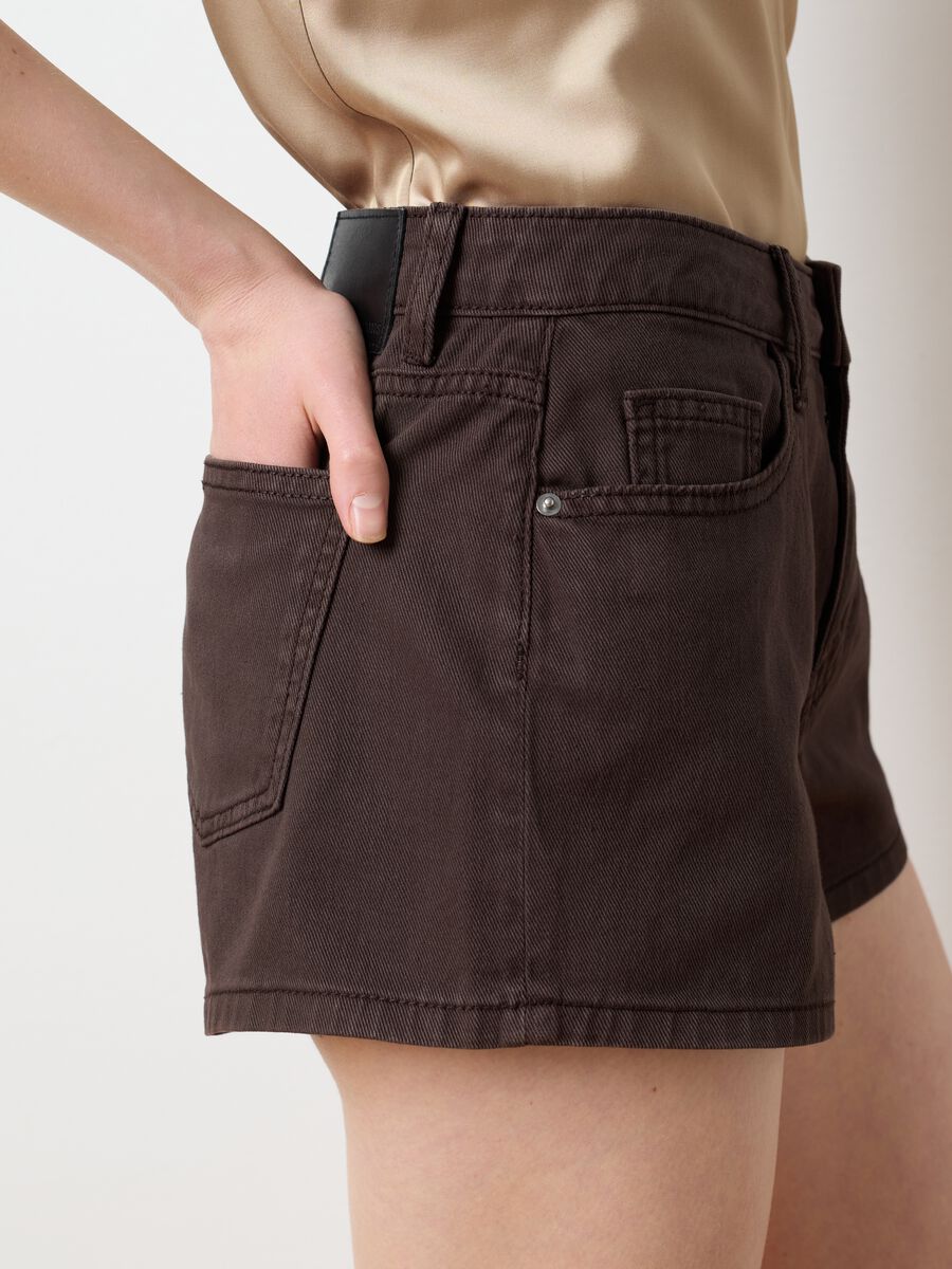 Women's pure cotton brown shorts regular fit_2