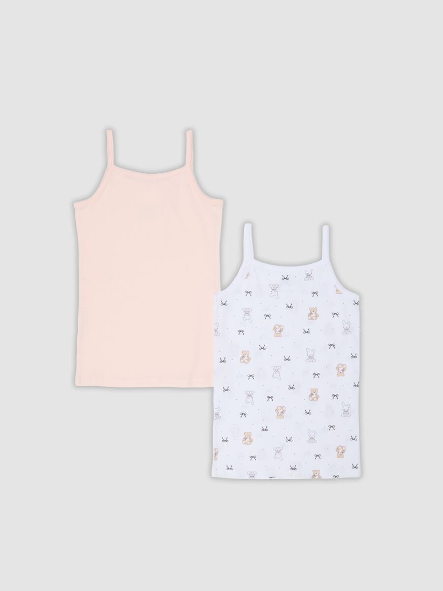 Bipack di canotte rosa e bianco in cotone organico regular fit_1