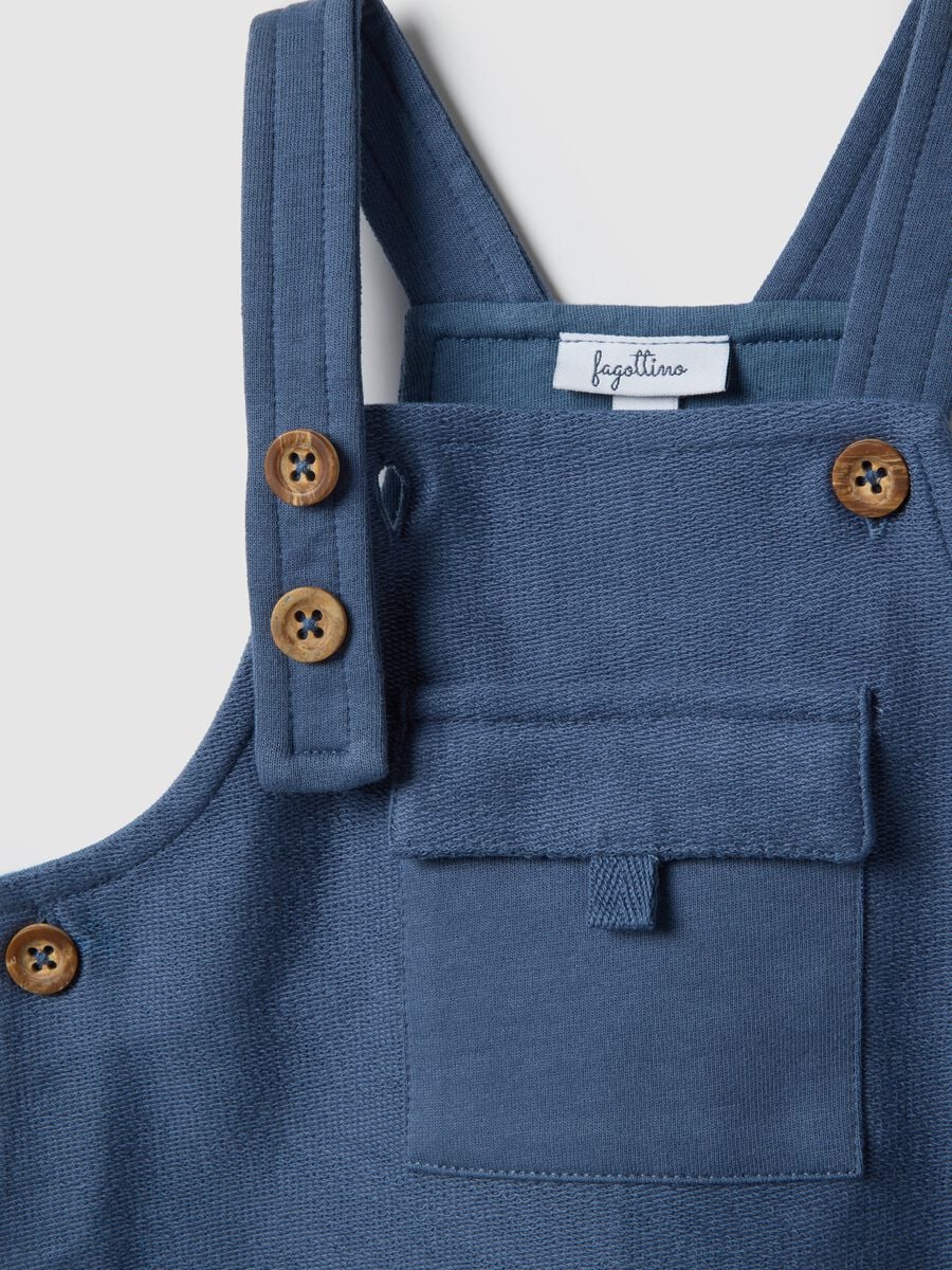 Salopette in puro cotone blu da neonato regular fit_2