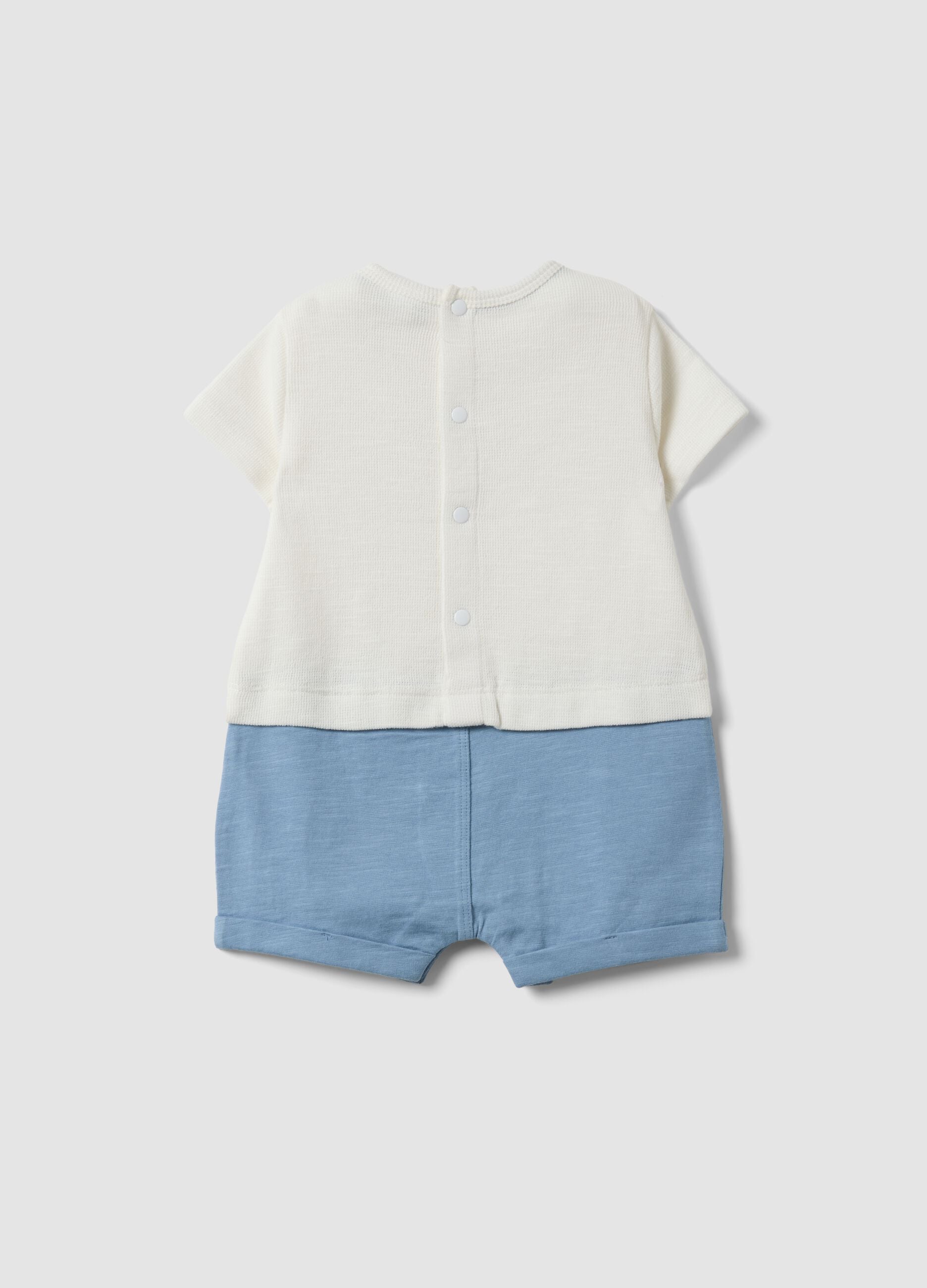 Blue and white pure cotton baby romper