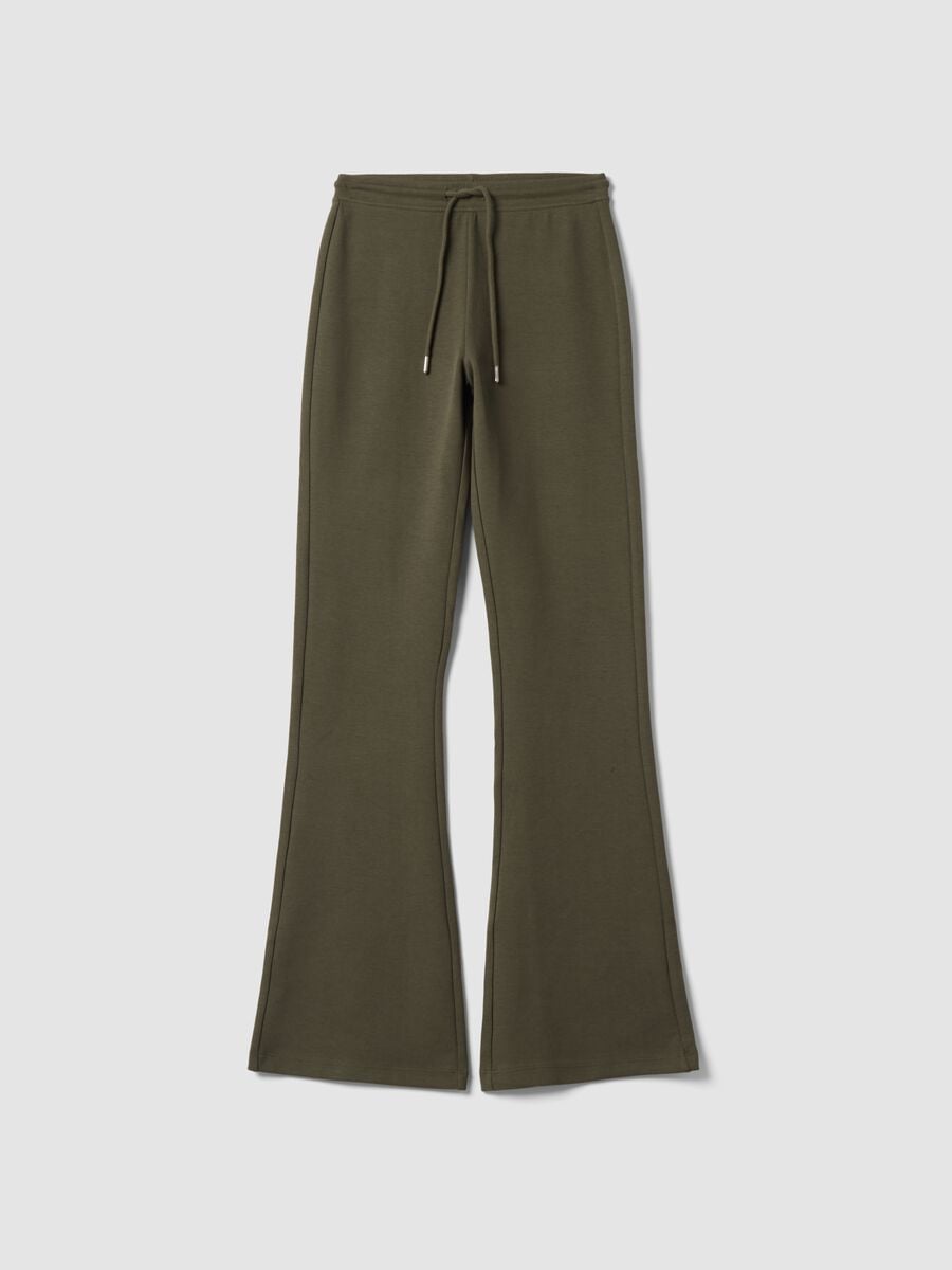 Jogger verde flare in cotone organico elasticizzato_5