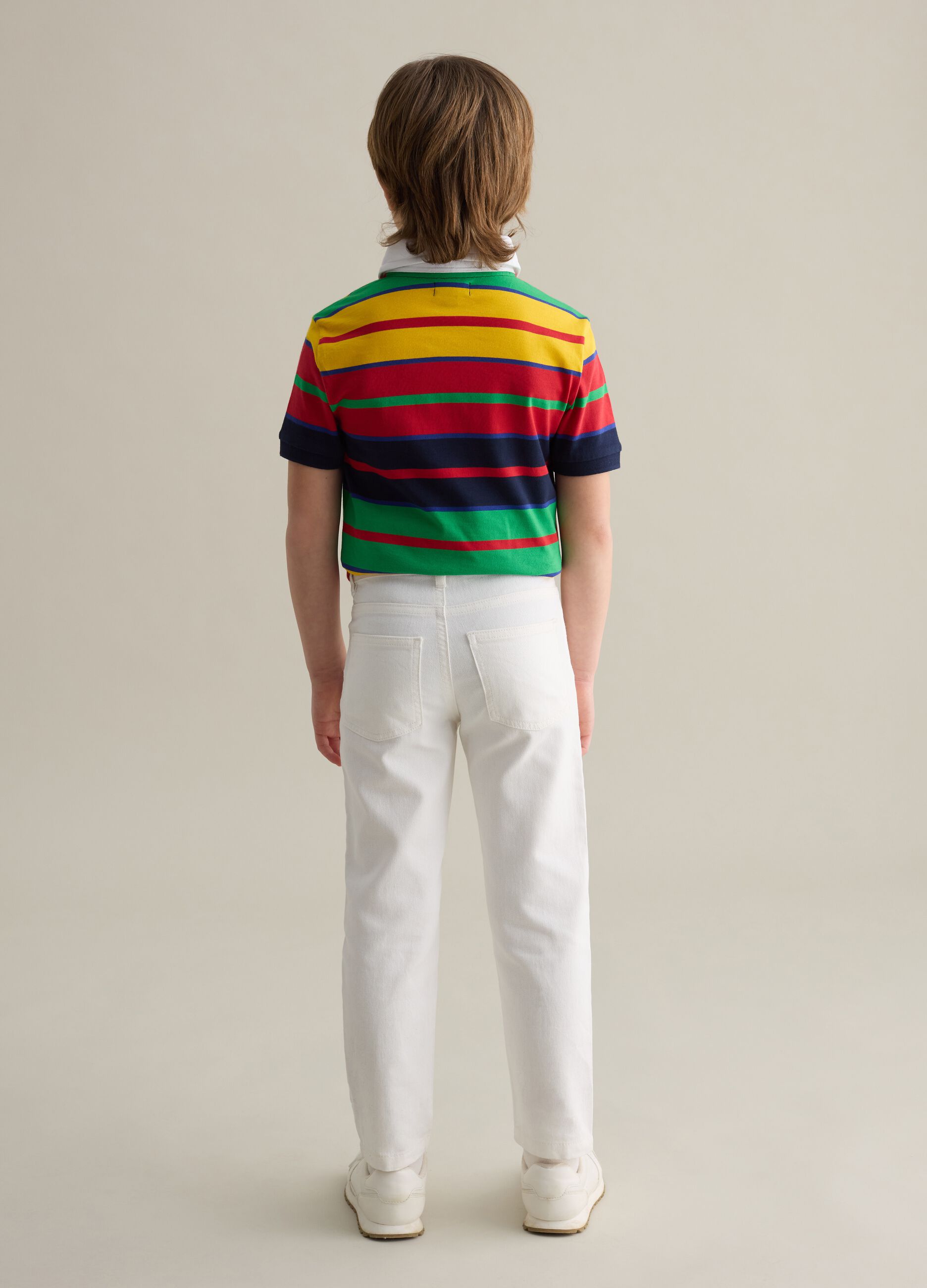 Cotton and linen trousers with five pockets