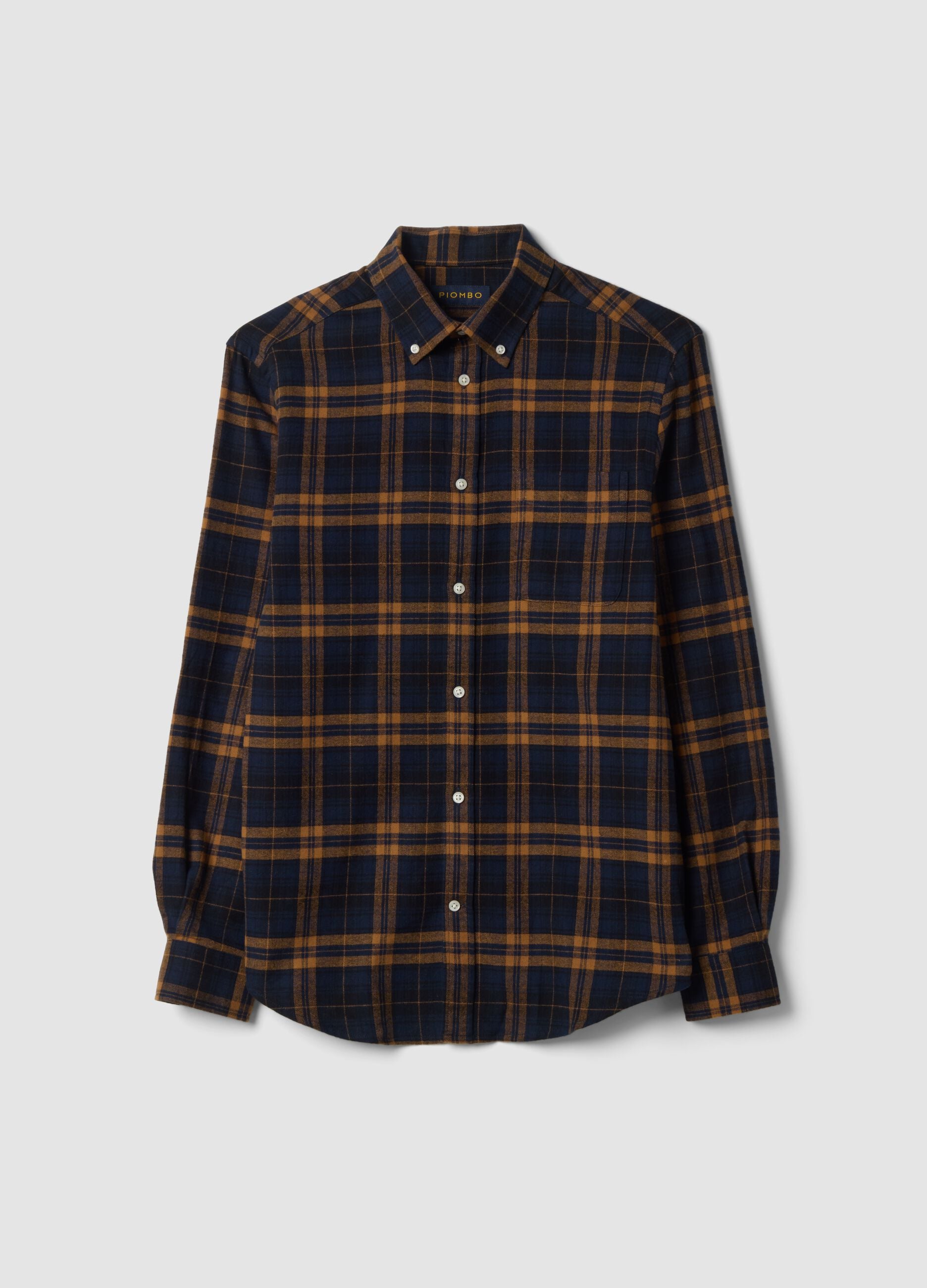 Multicolour pure cotton checked flannel shirt, regular fit