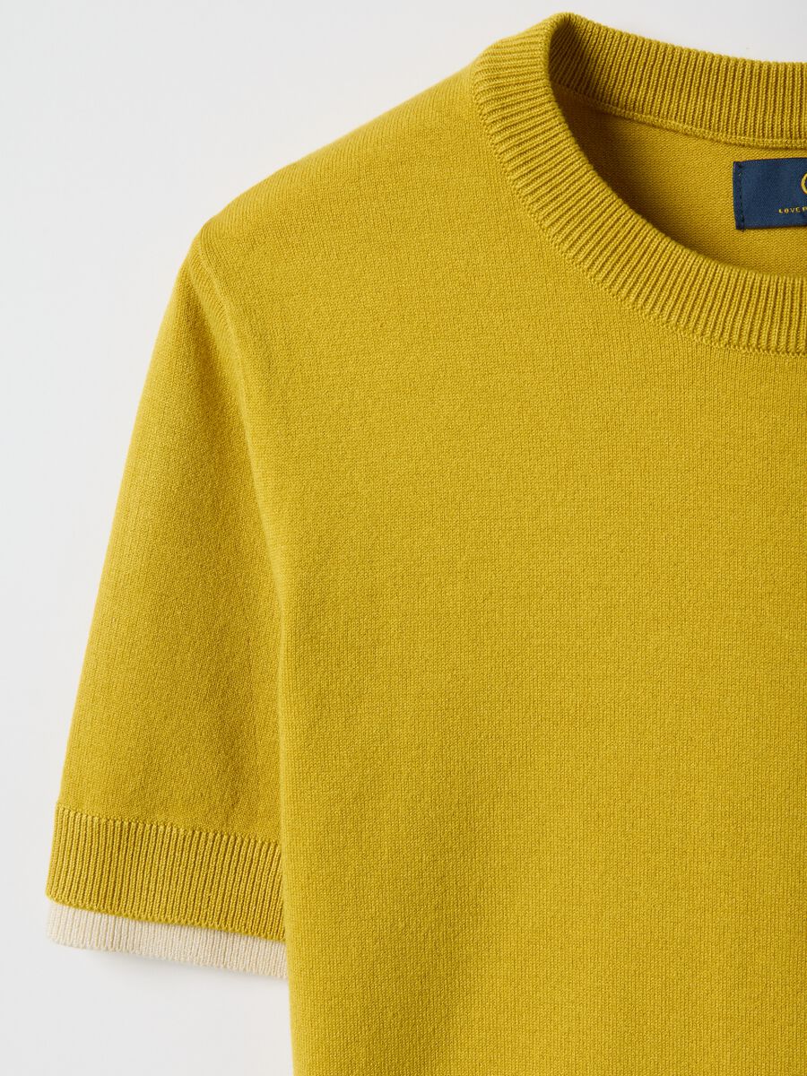 Maglione girocollo in misto viscosa giallo regular fit_5