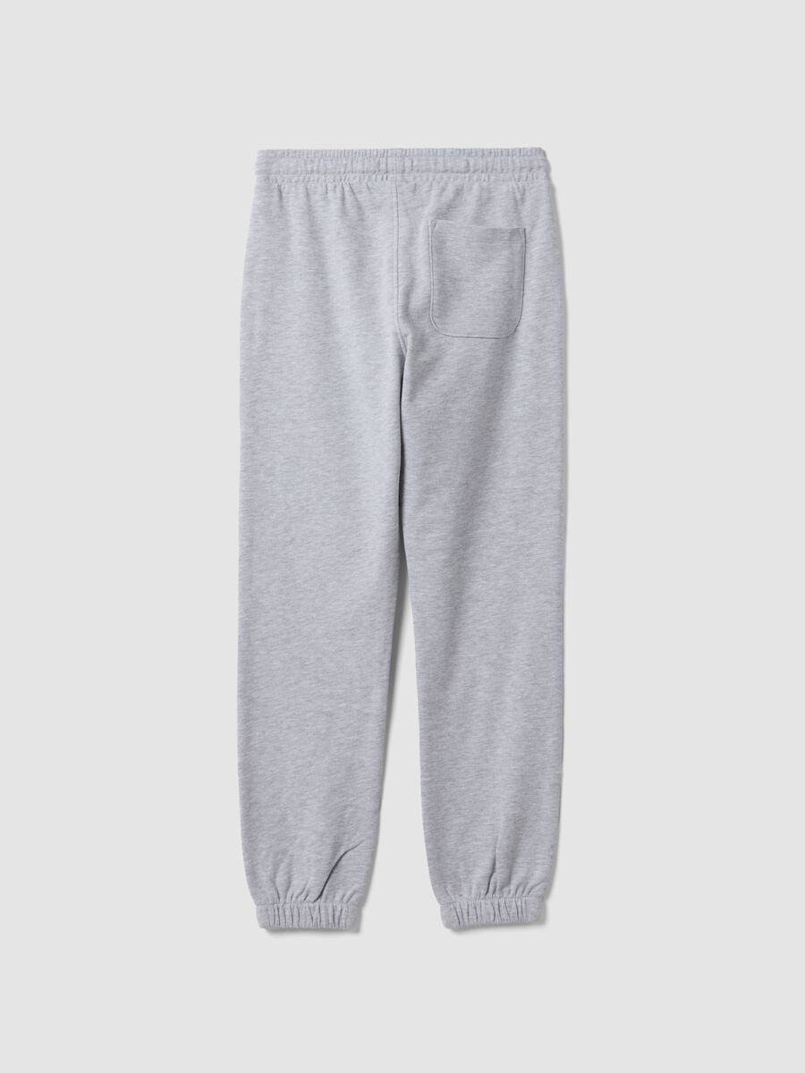 Grey joggers in pure organic cotton with drawstring for boys_1