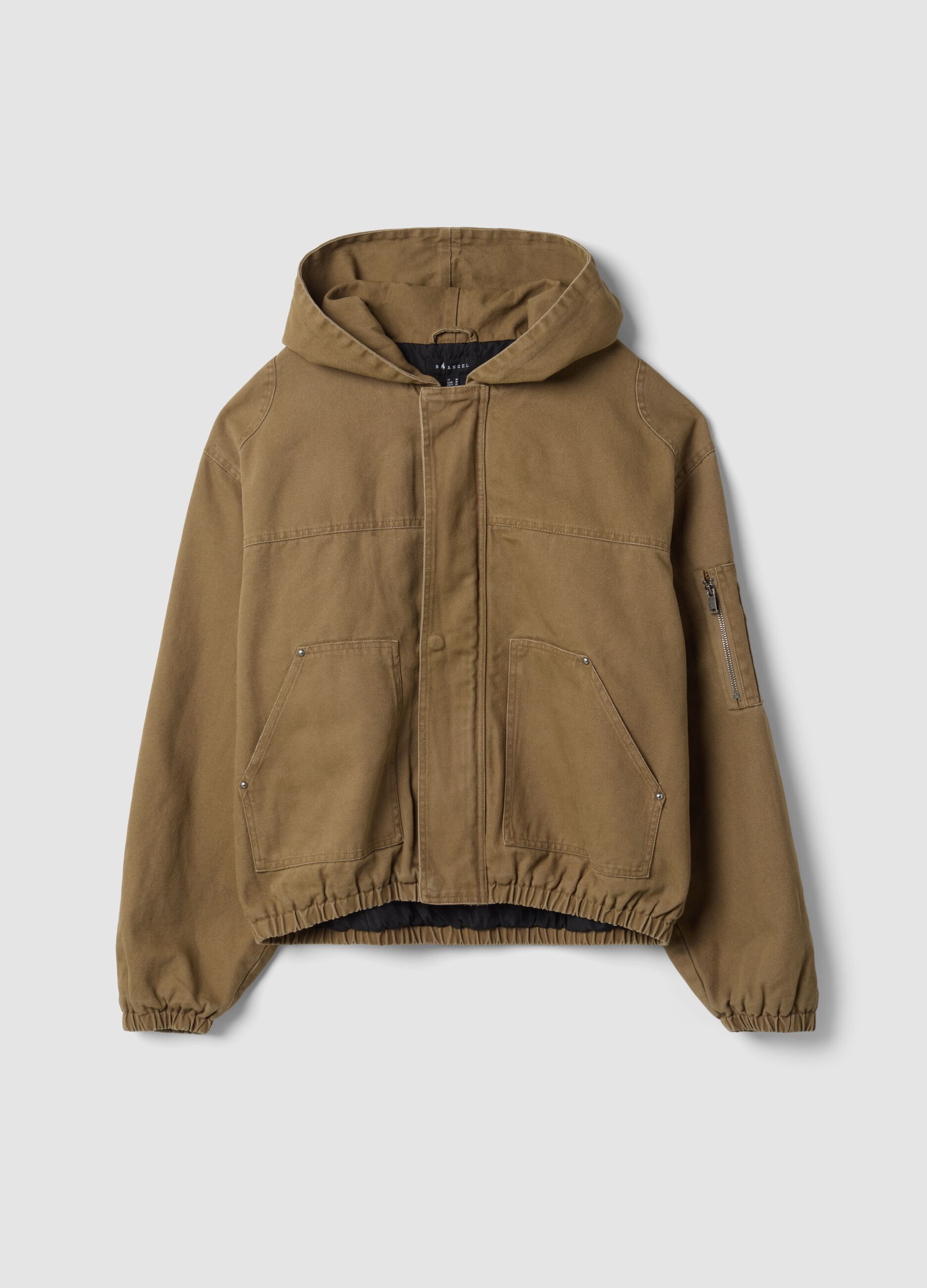 Beige pure cotton hooded jacket, oversized fit
