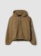 Beige pure cotton hooded jacket, oversized fit_0