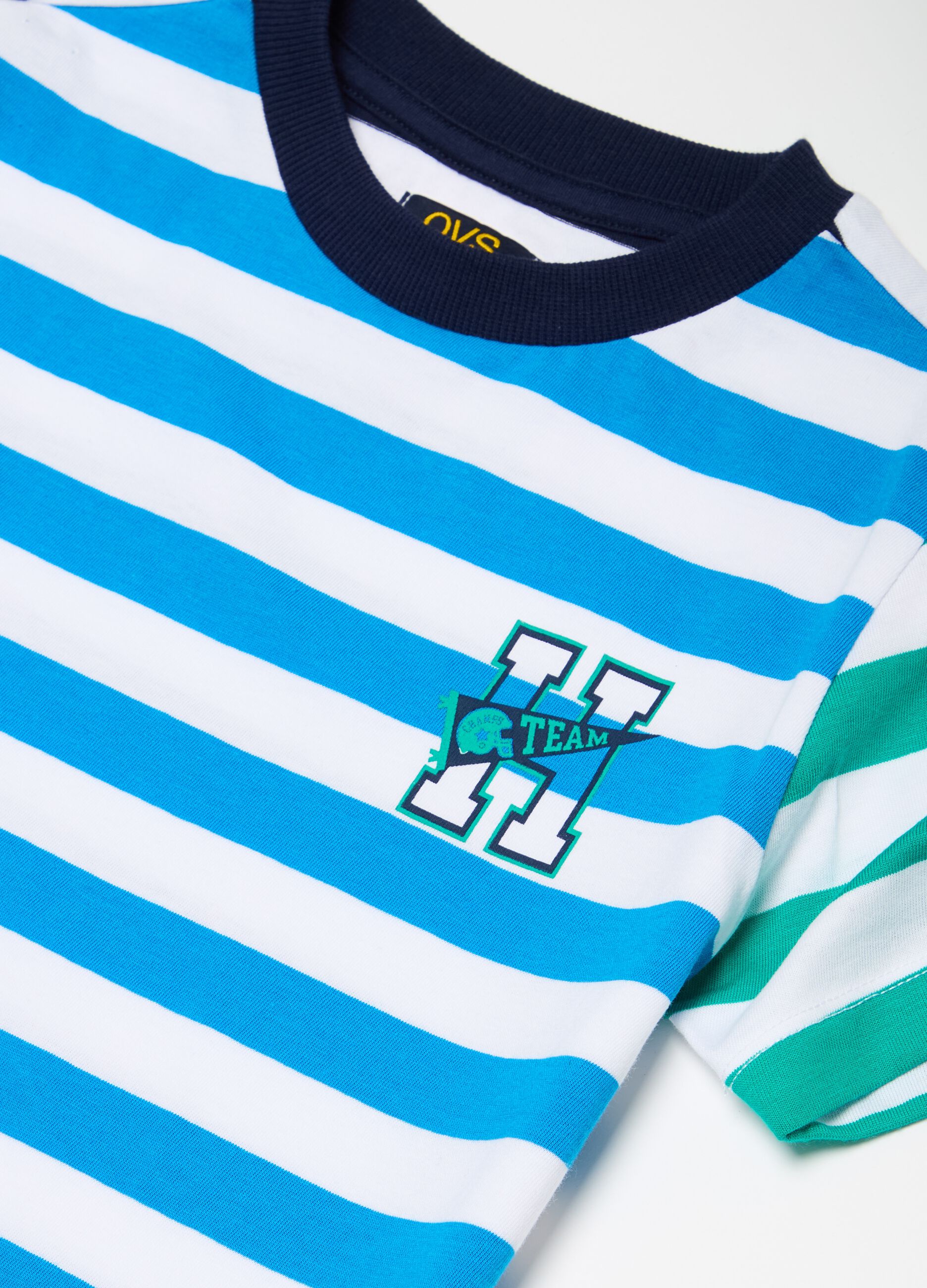 Cotton T-shirt with striped pattern