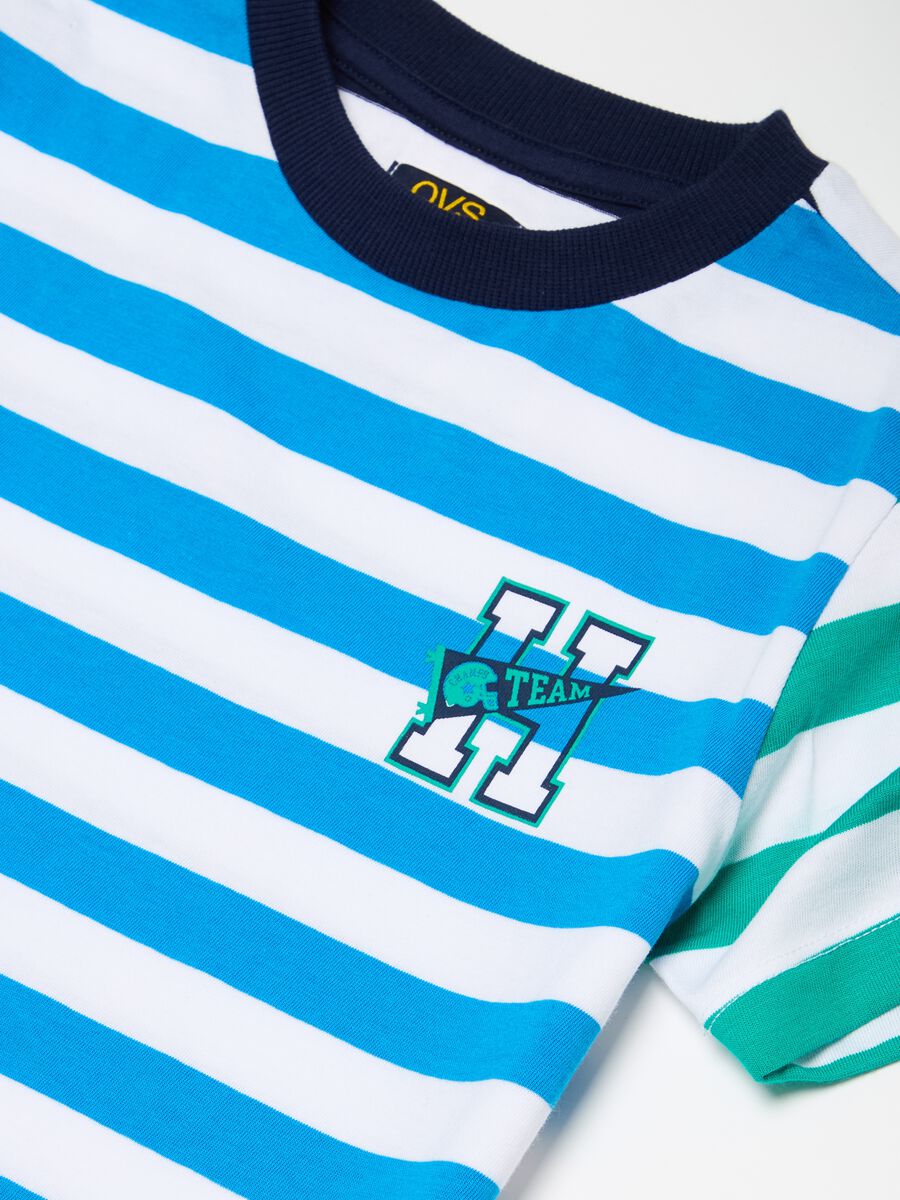Cotton T-shirt with striped pattern_1