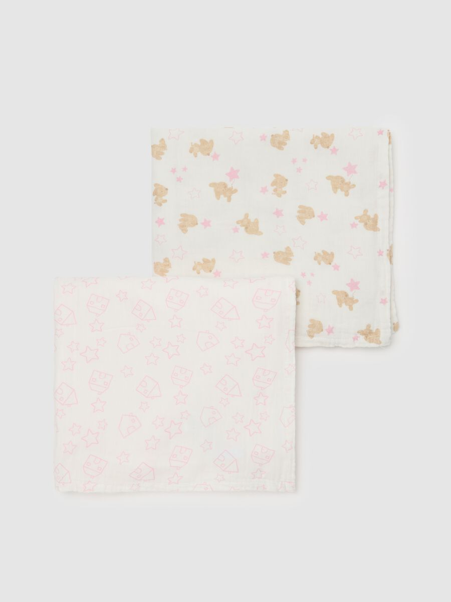 Pack of two muslin blankets with print_0