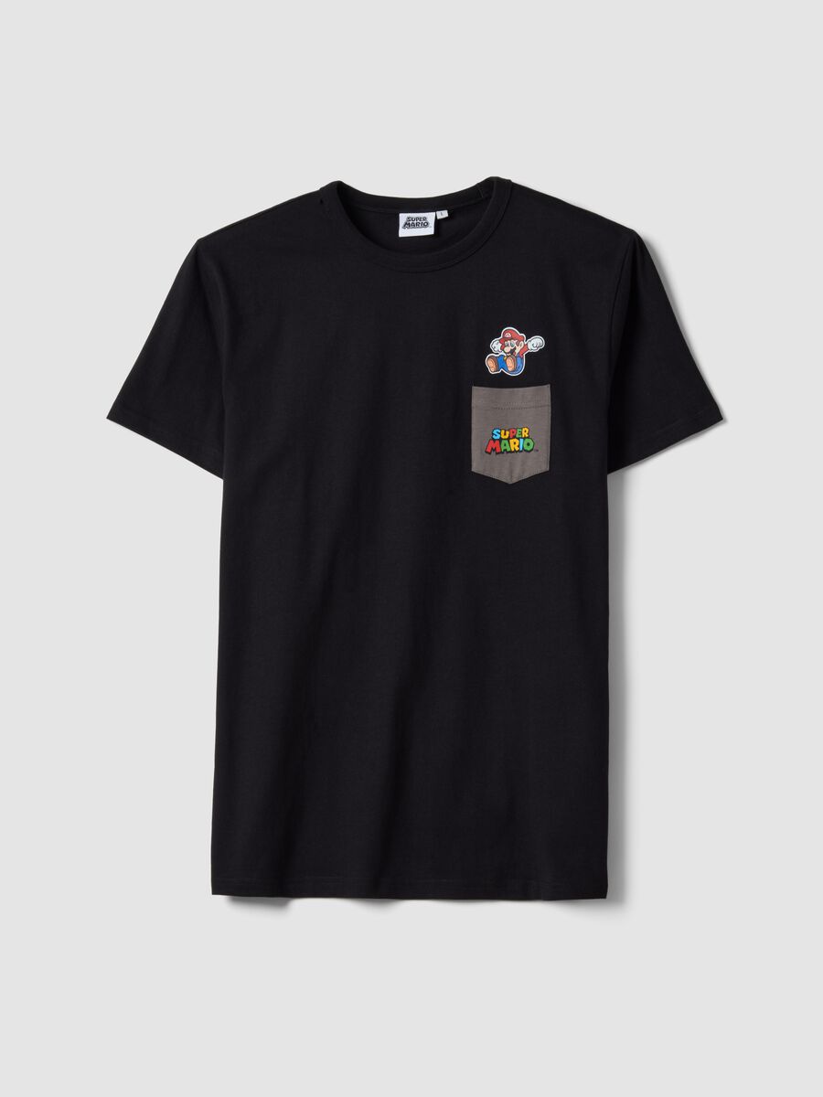 T-shirt in puro cotone nero regular fit con stampa Super Mario_4