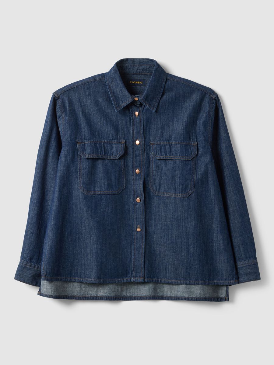 Regular fit blouse in pure blue denim cotton_4