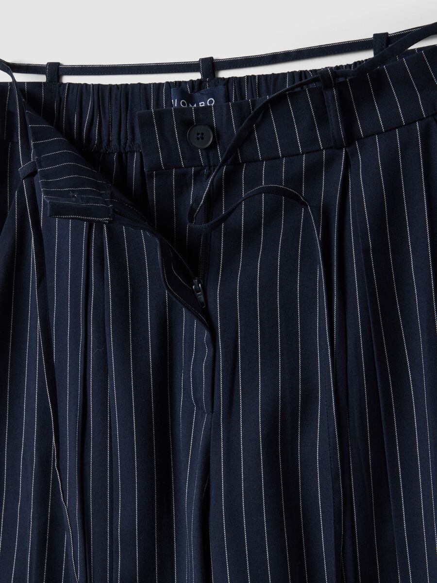 Multicolour Stripe Flare Trousers in Viscose Blend_1