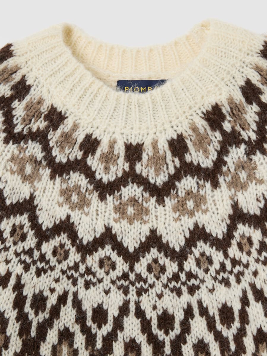 Beige pullover with multicolour jacquard patterns regular fit_6