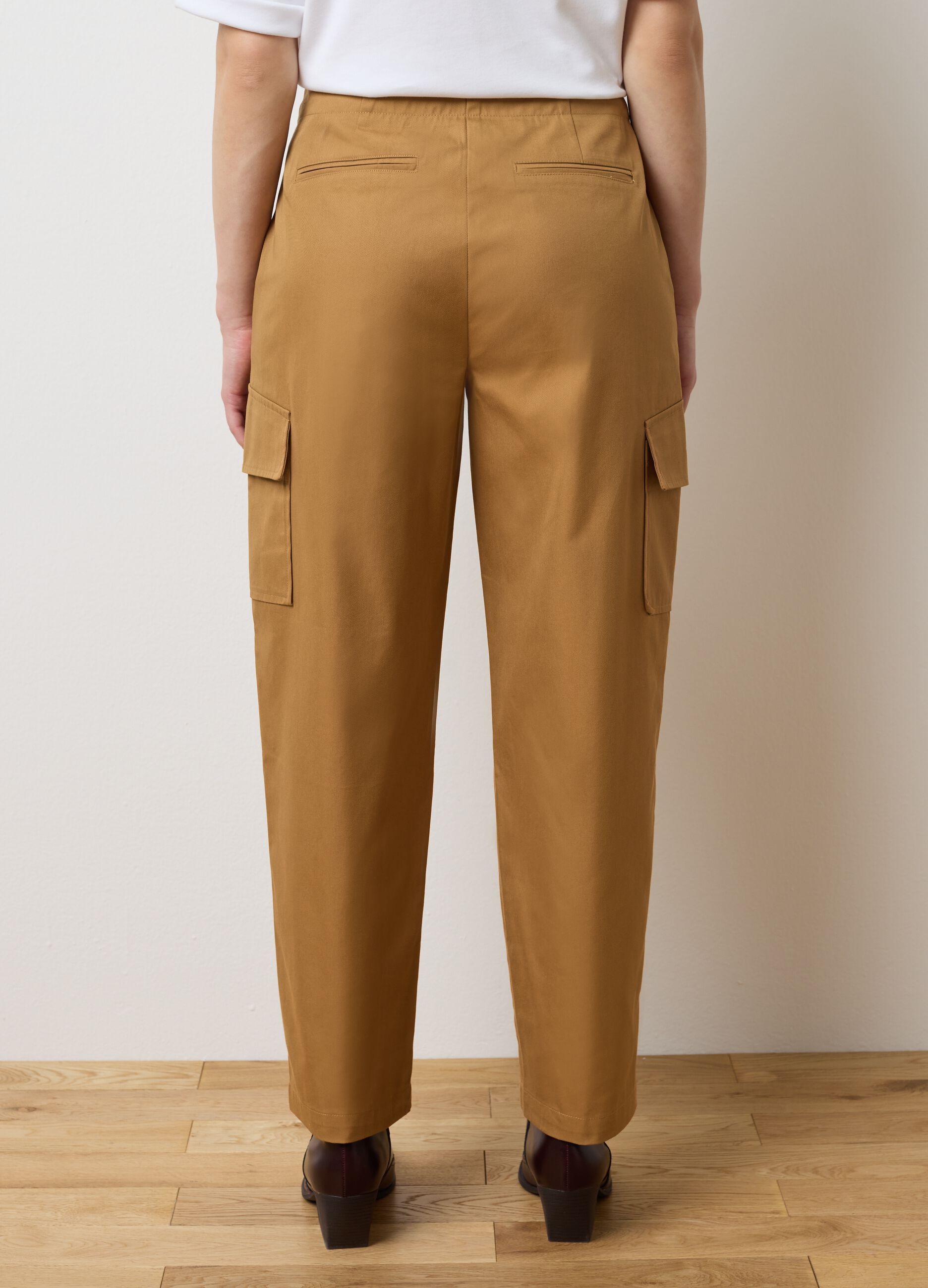 Brown Cotton Blend Regular Fit Trousers