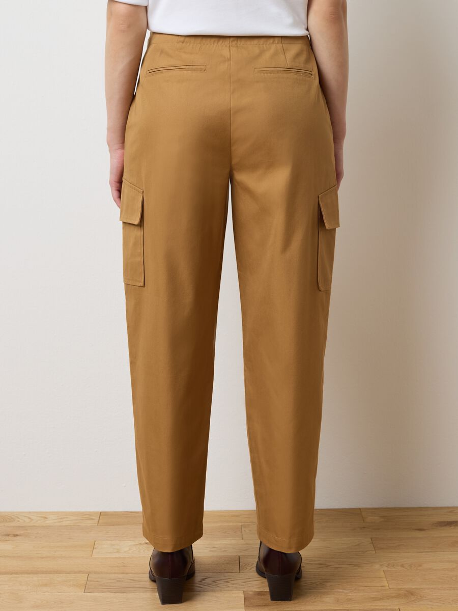 Brown Cotton Blend Regular Fit Trousers_2