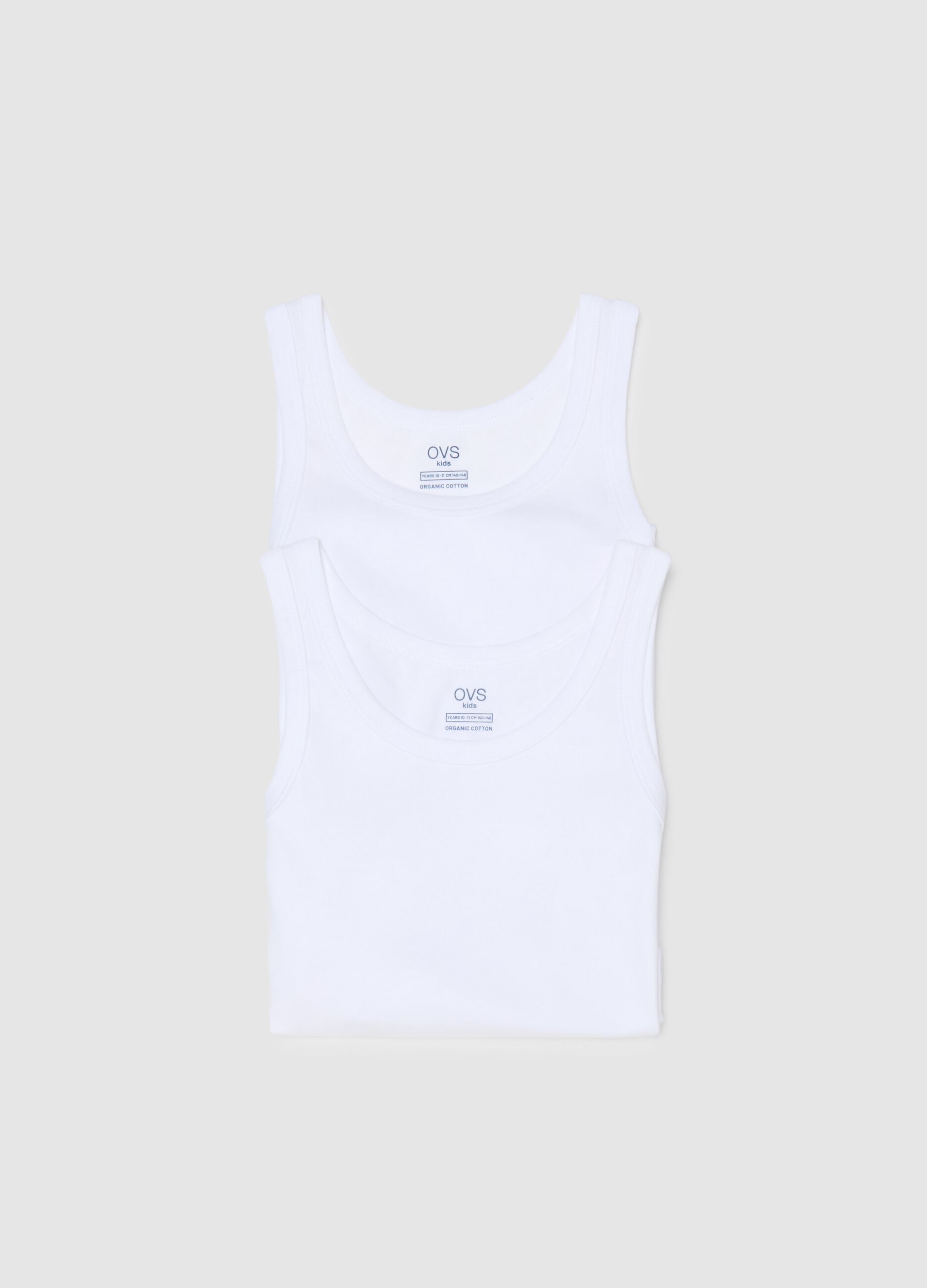 Twin pack boys' white vests in pure cotton regular fit
