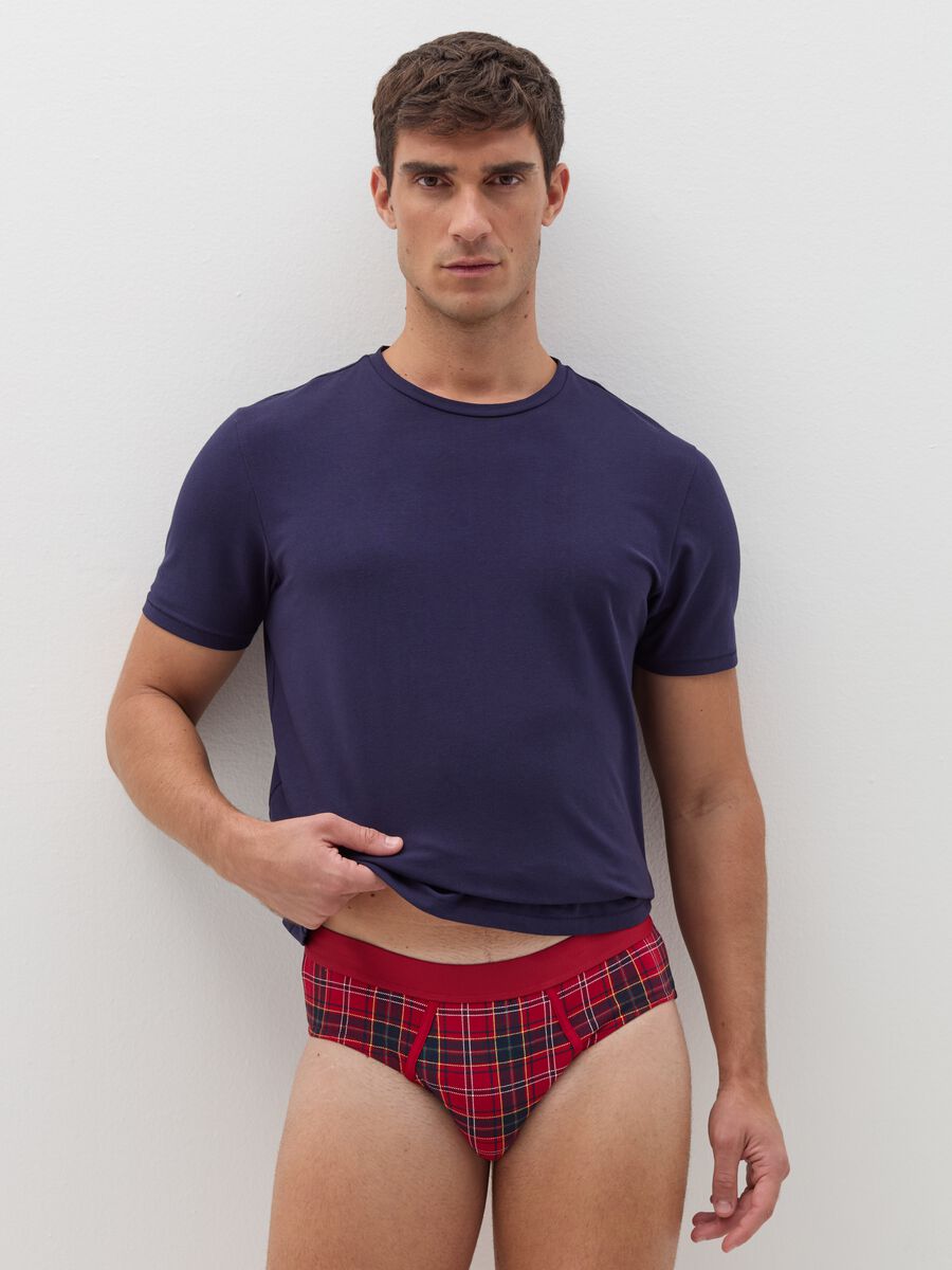 Two-pack briefs in organic cotton with tartan pattern_0