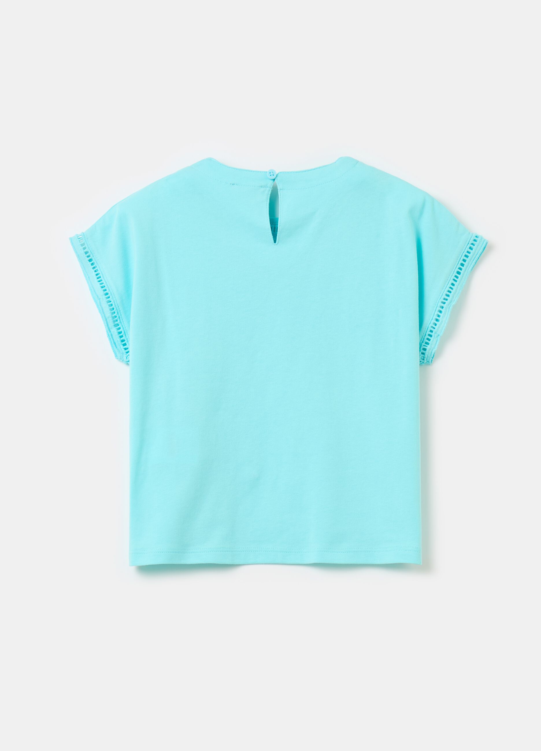 T-shirt tinta unita con inserti traforati