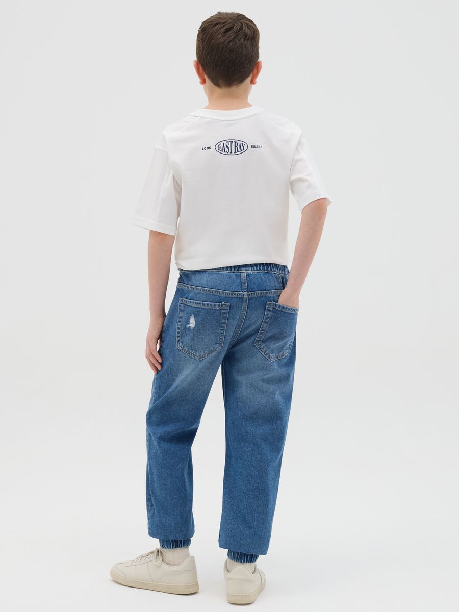 Joggers carrot fit in denim con coulisse_3