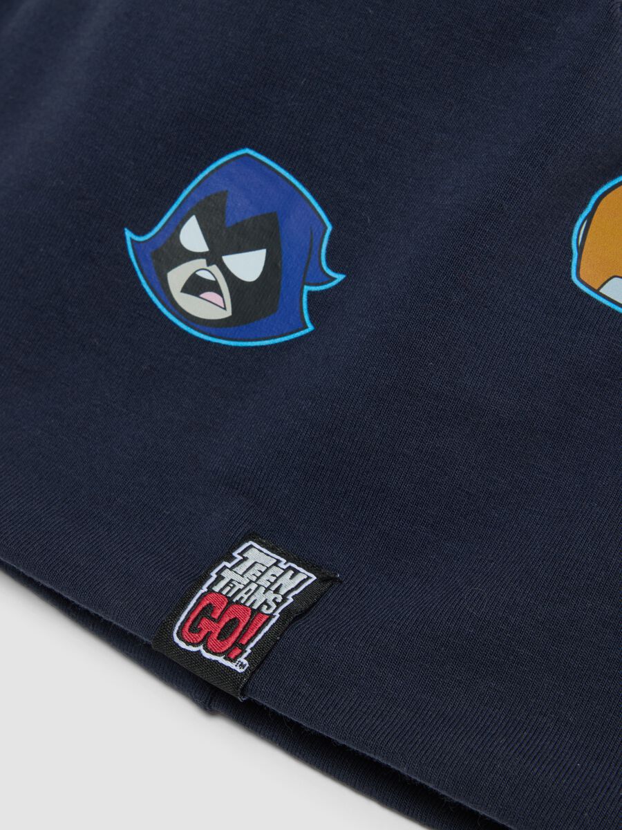 Blue stretch cotton hat with Teen Titans Go print for boys_2