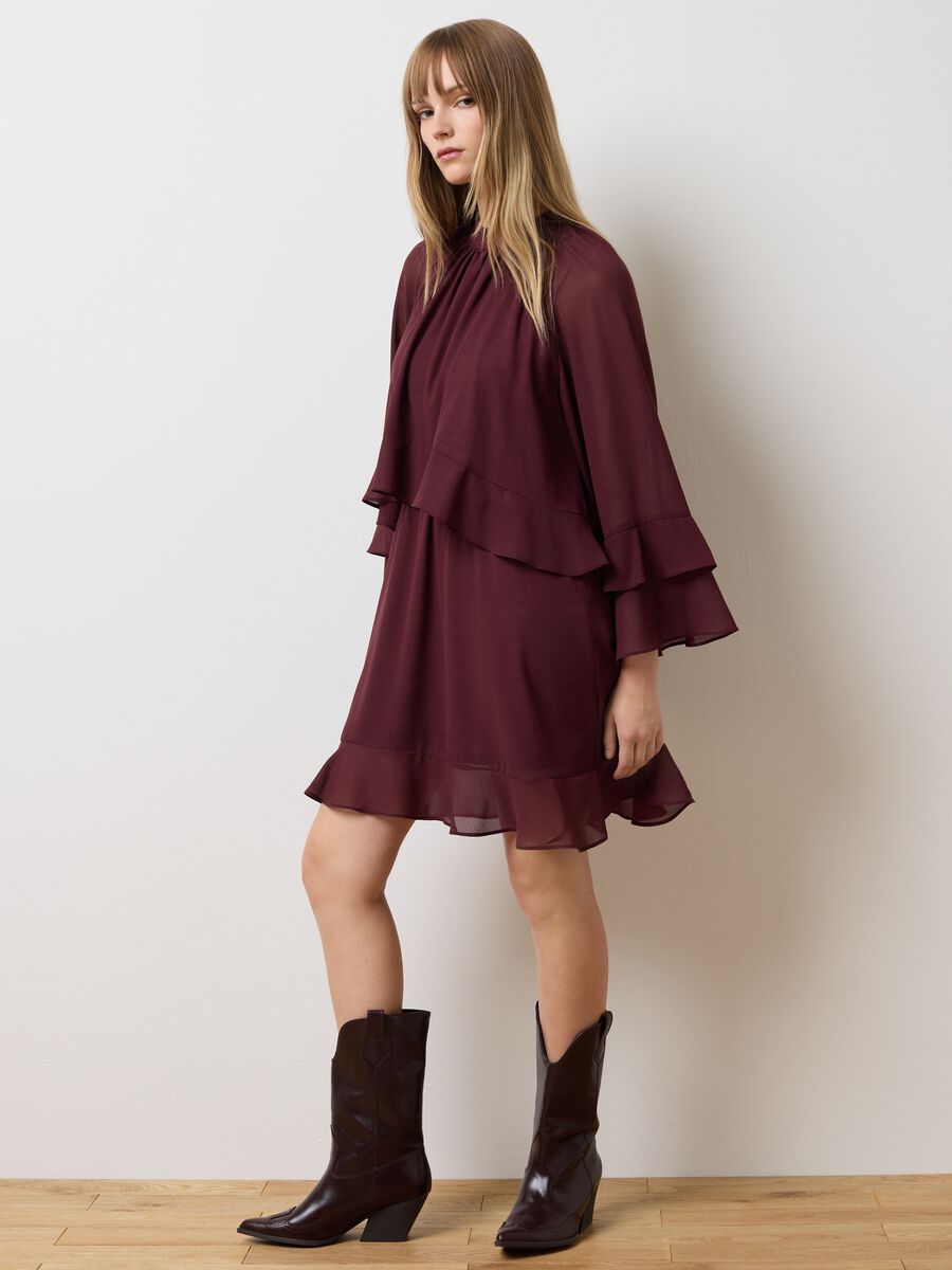 Vestito in crepe marrone over_2