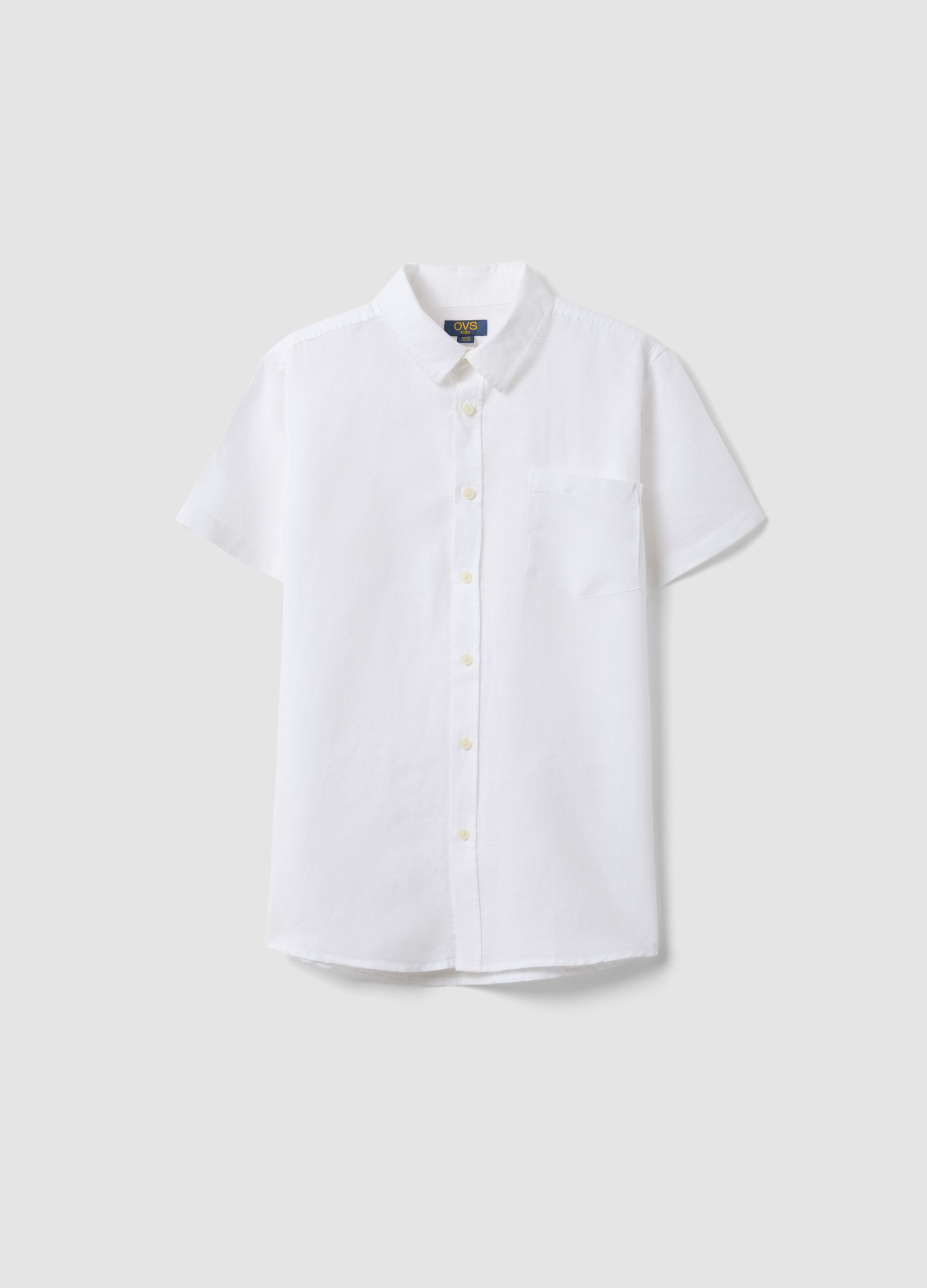 Camicia bianca in misto lino e cotone da ragazzo regular fit