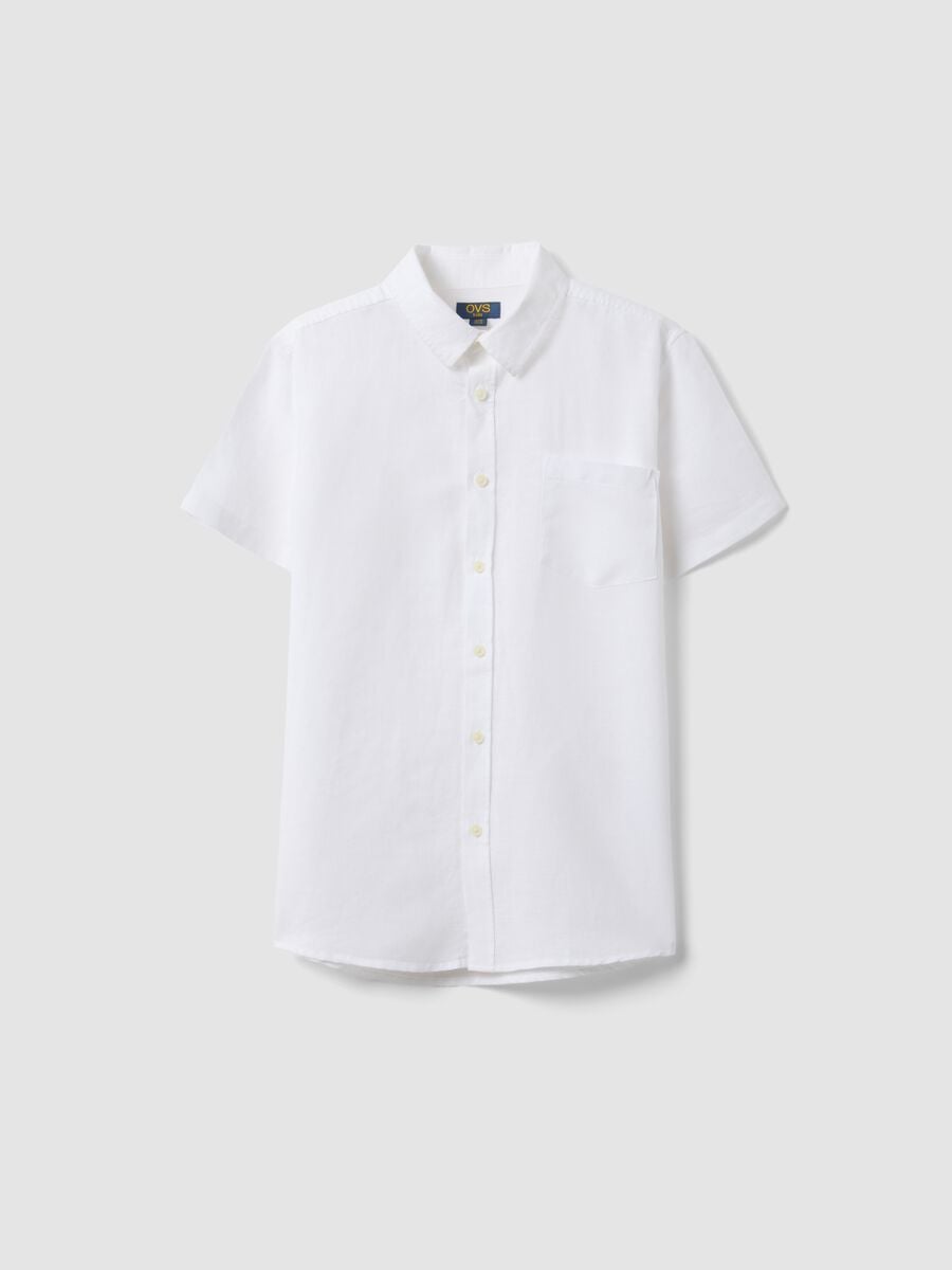 Camicia bianca in misto lino e cotone da ragazzo regular fit_3