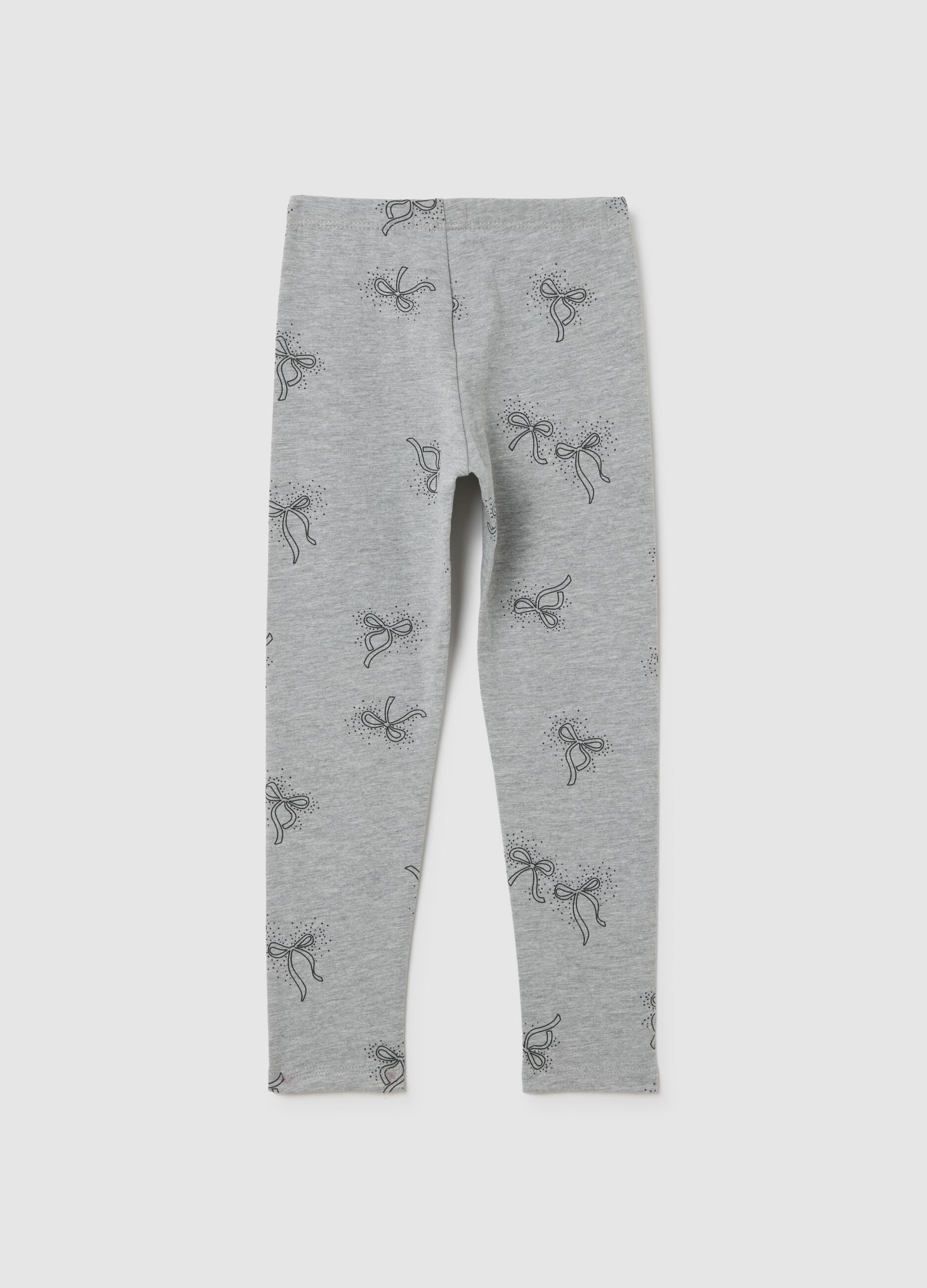 Girls' Grey Stretch Cotton Leggings