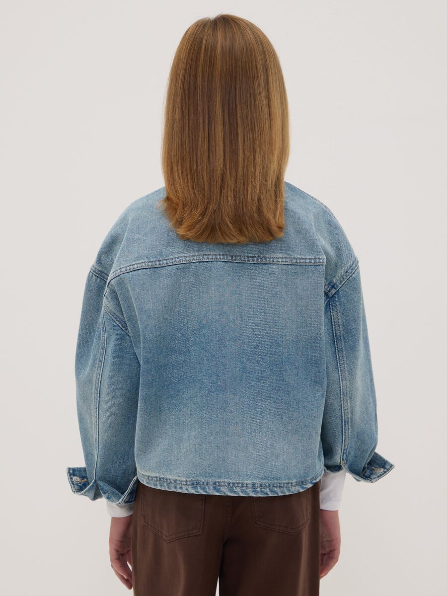 Camicia blu in denim di misto cotone e viscosa con cuore regular fit_2