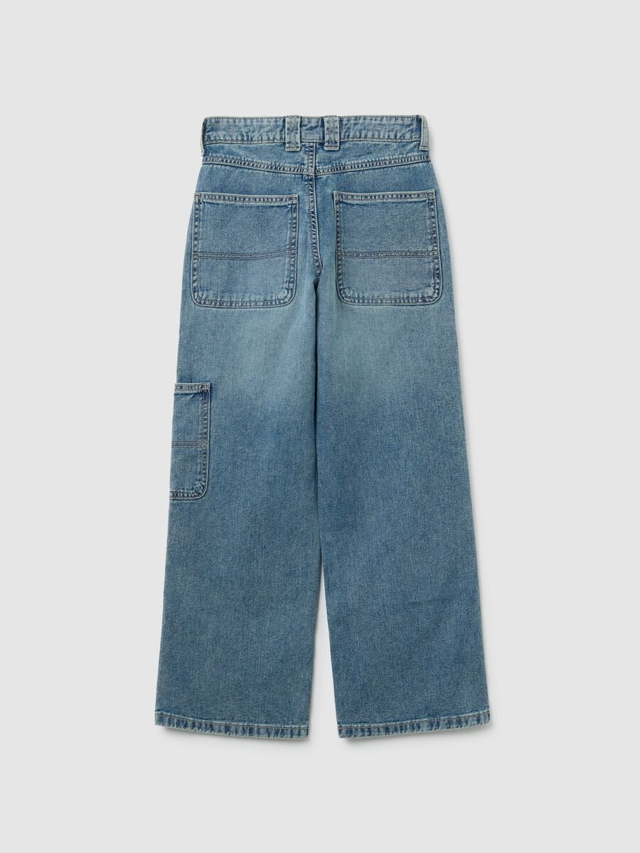 Jeans skater da ragazza in puro cotone denim_1