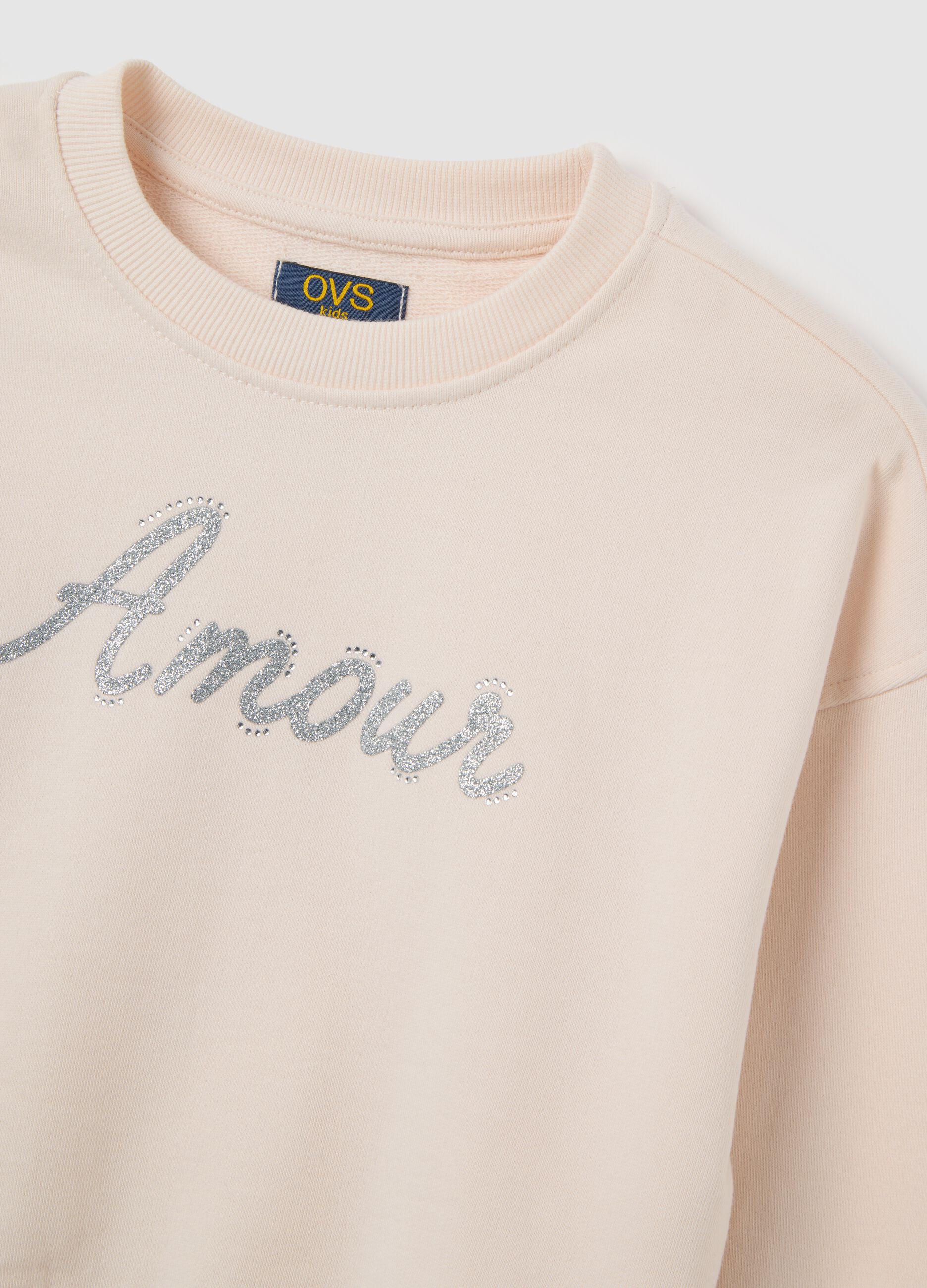 Girls' beige pure cotton sweatshirt with print