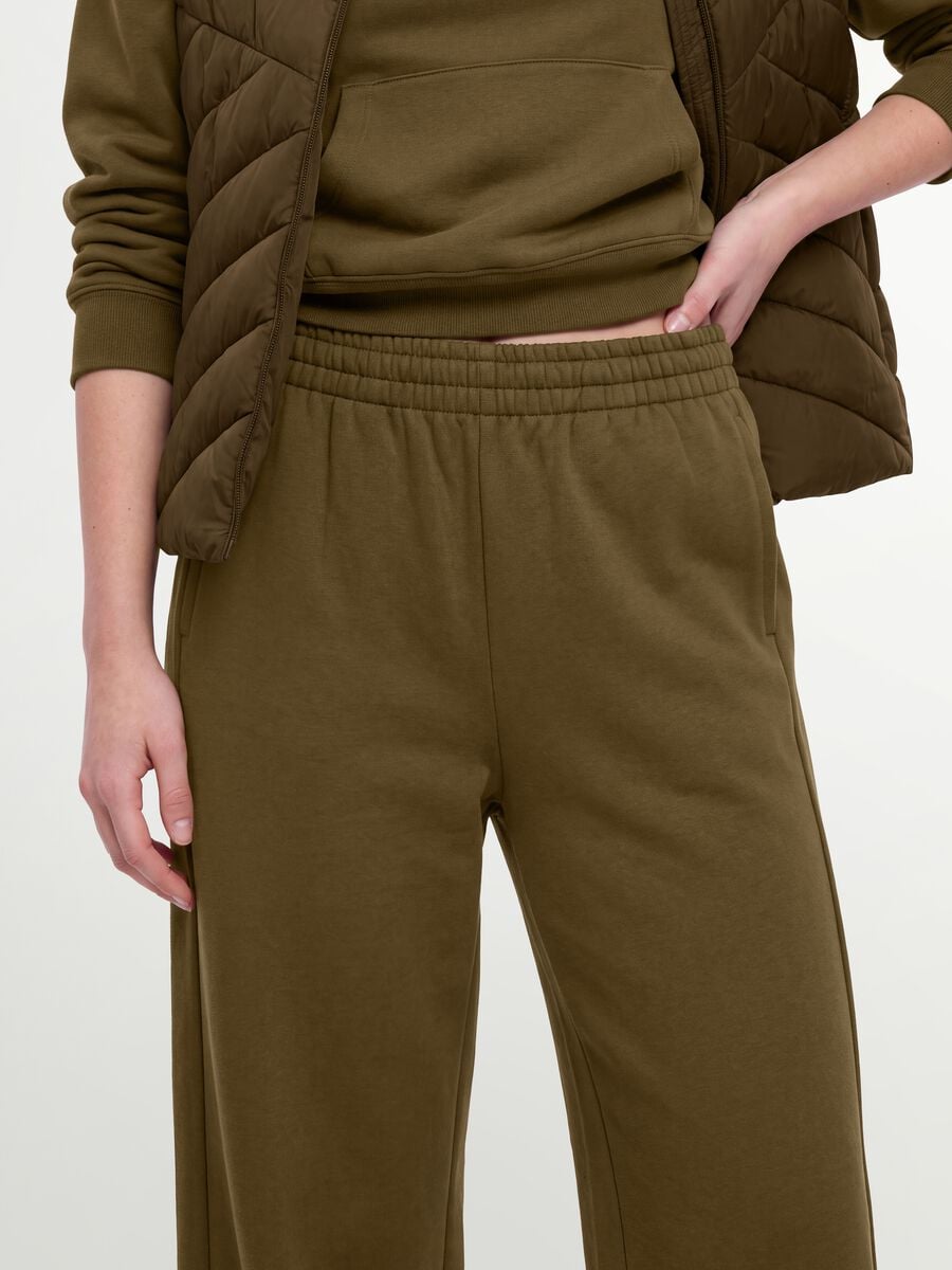 Pantaloni jogger verdi in misto cotone straight fit_2