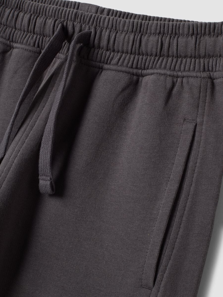 Grey pure cotton jogger trousers with elasticated cuffs_3