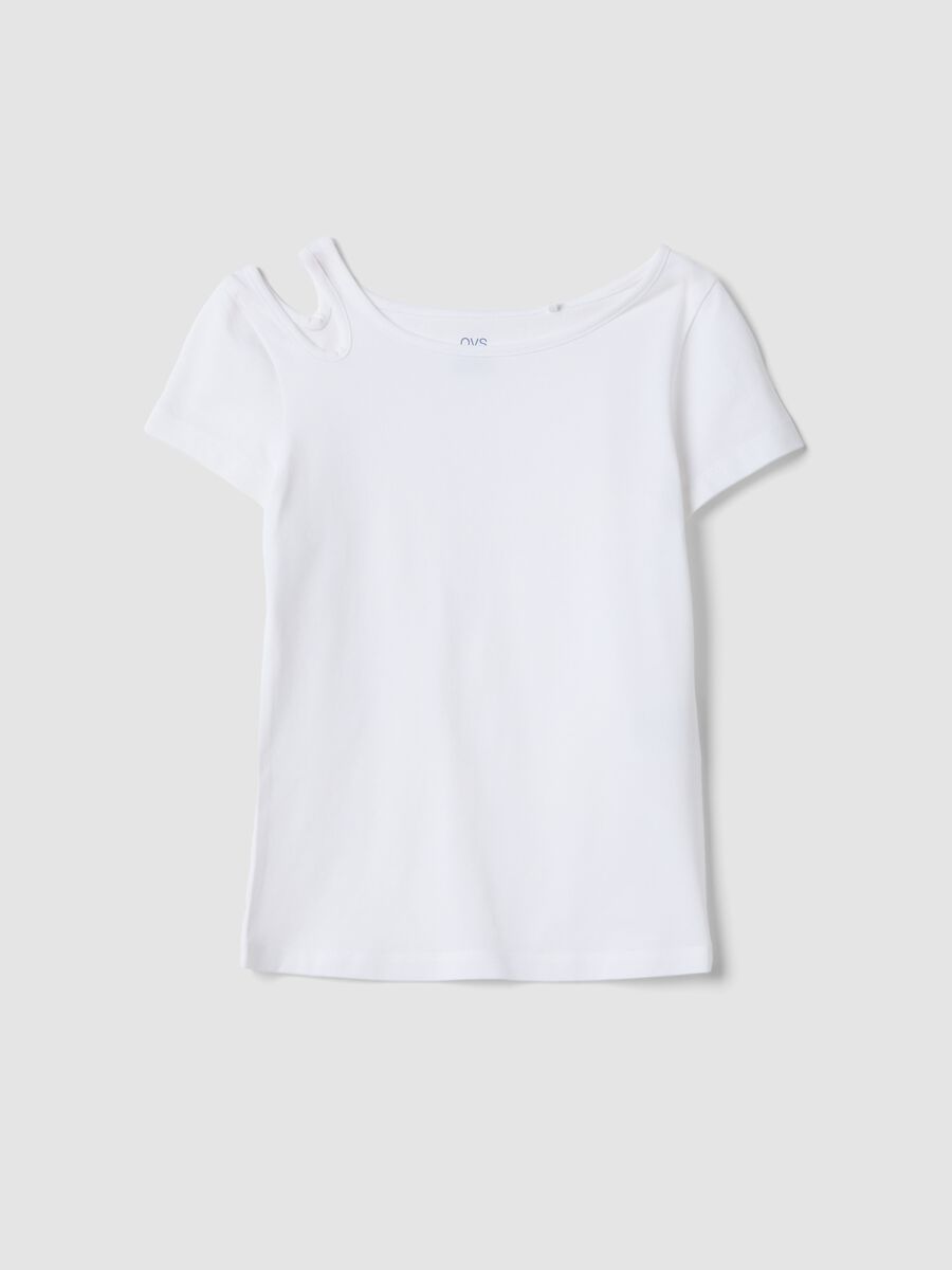 T-shirt bianca in cotone organico a maniche corte_0