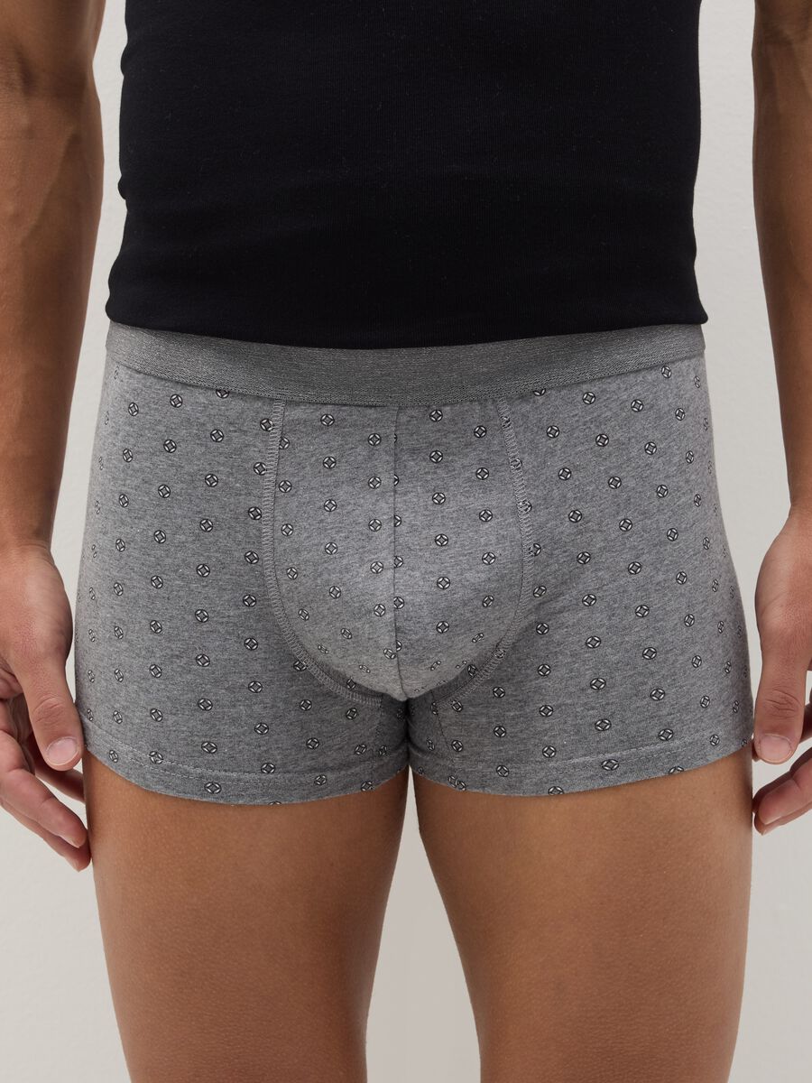Three-pair pack boxer shorts in stretch cotton with micro pattern_1