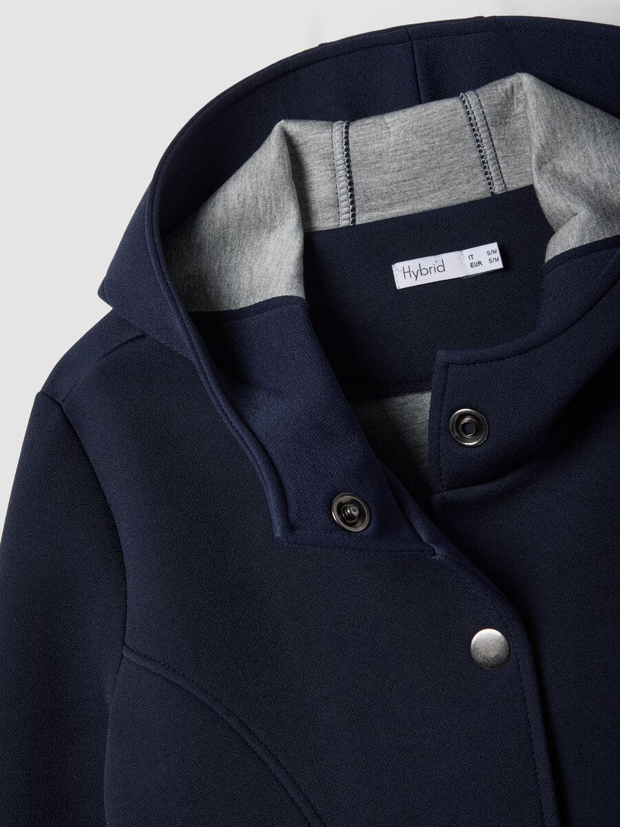 Giacca blu regular fit con cappuccio e bottoni_5