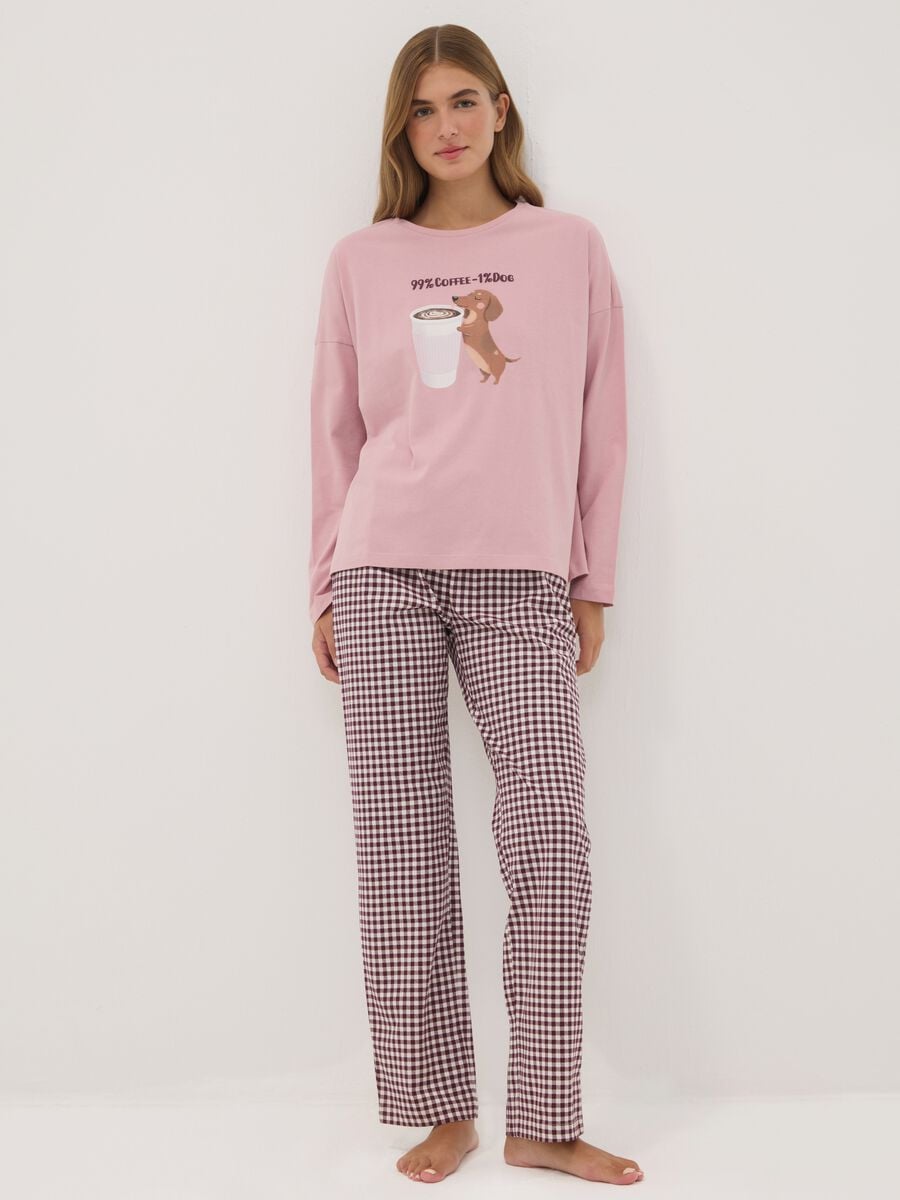 Pink pure organic cotton crew-neck pyjamas_0