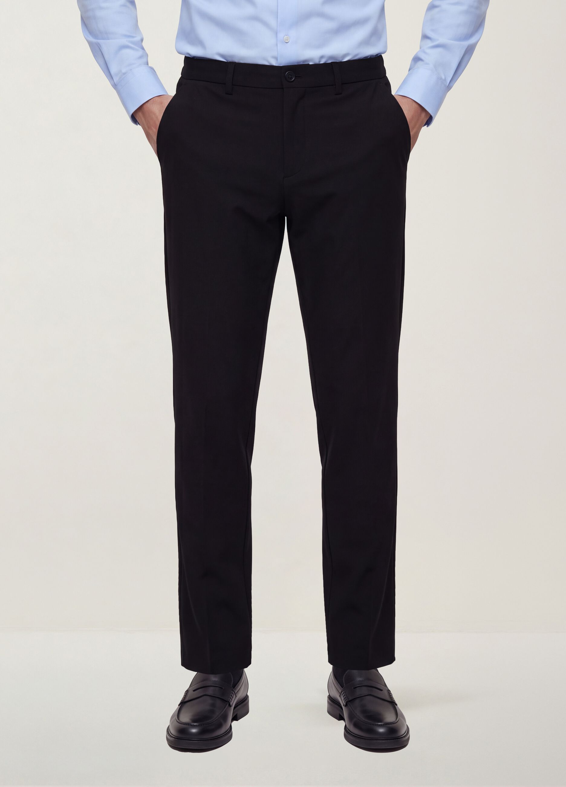 Black slim-fit stretch viscose-twill chino trousers