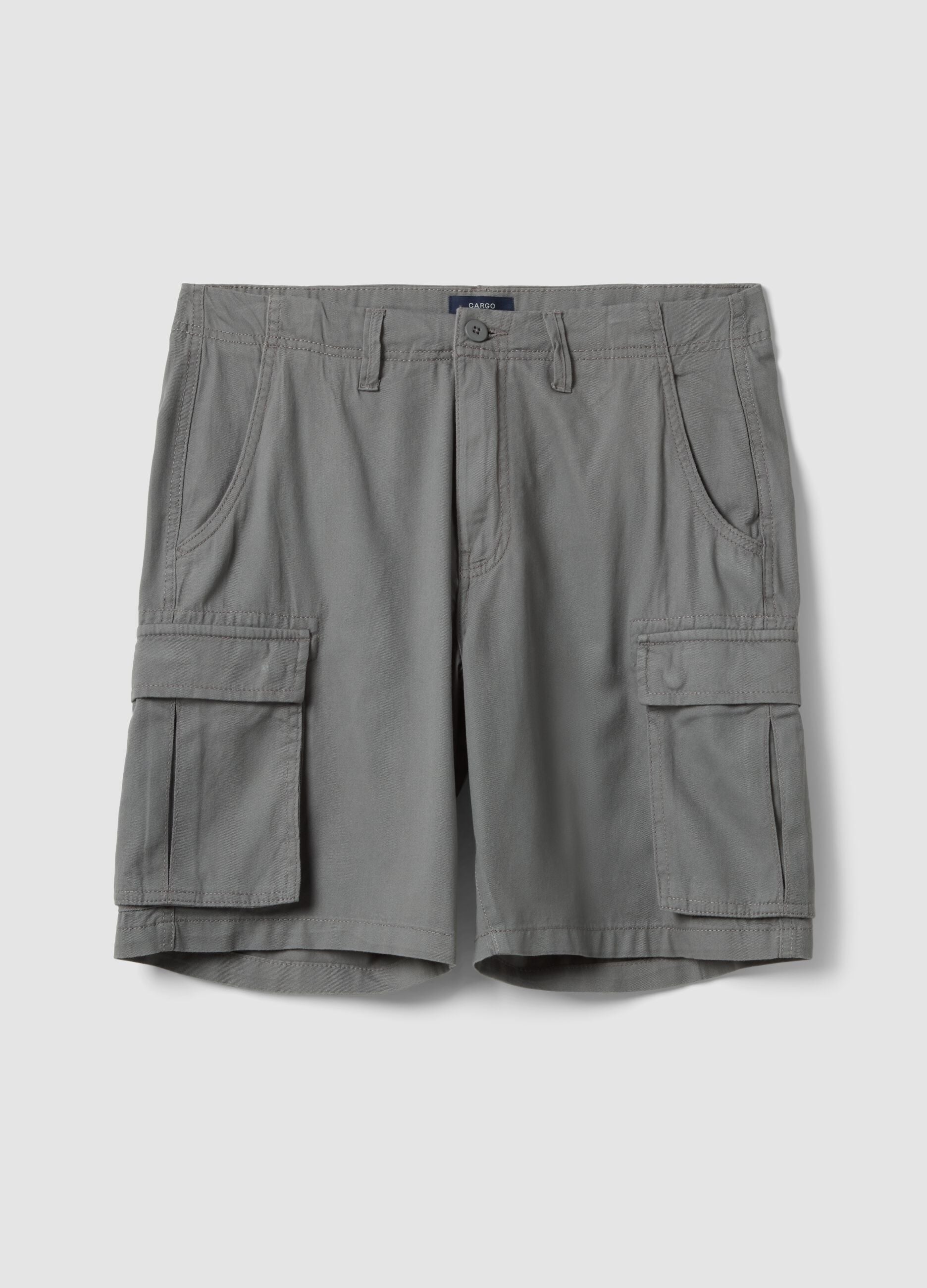 Grey pure cotton cargo Bermuda shorts, regular fit