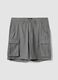 Grey pure cotton cargo Bermuda shorts, regular fit_4