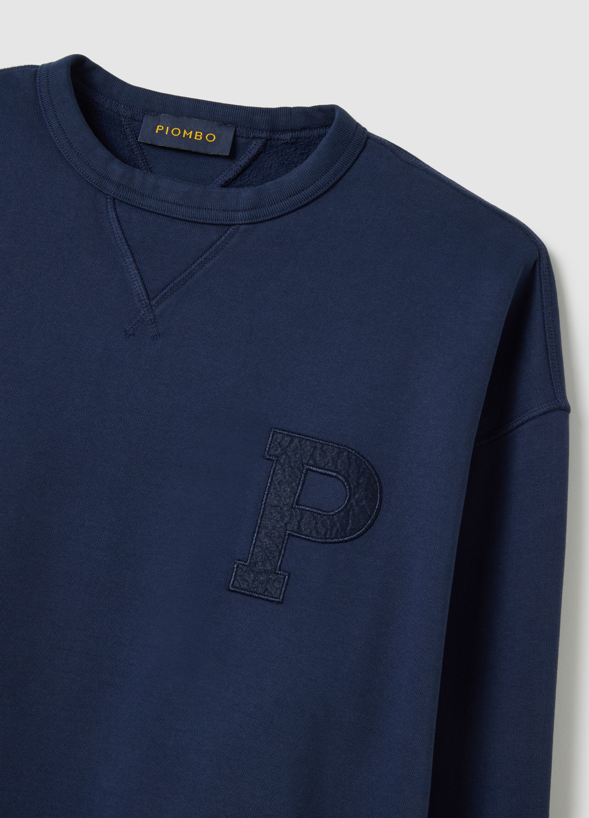 Felpa in puro cotone blu regular fit